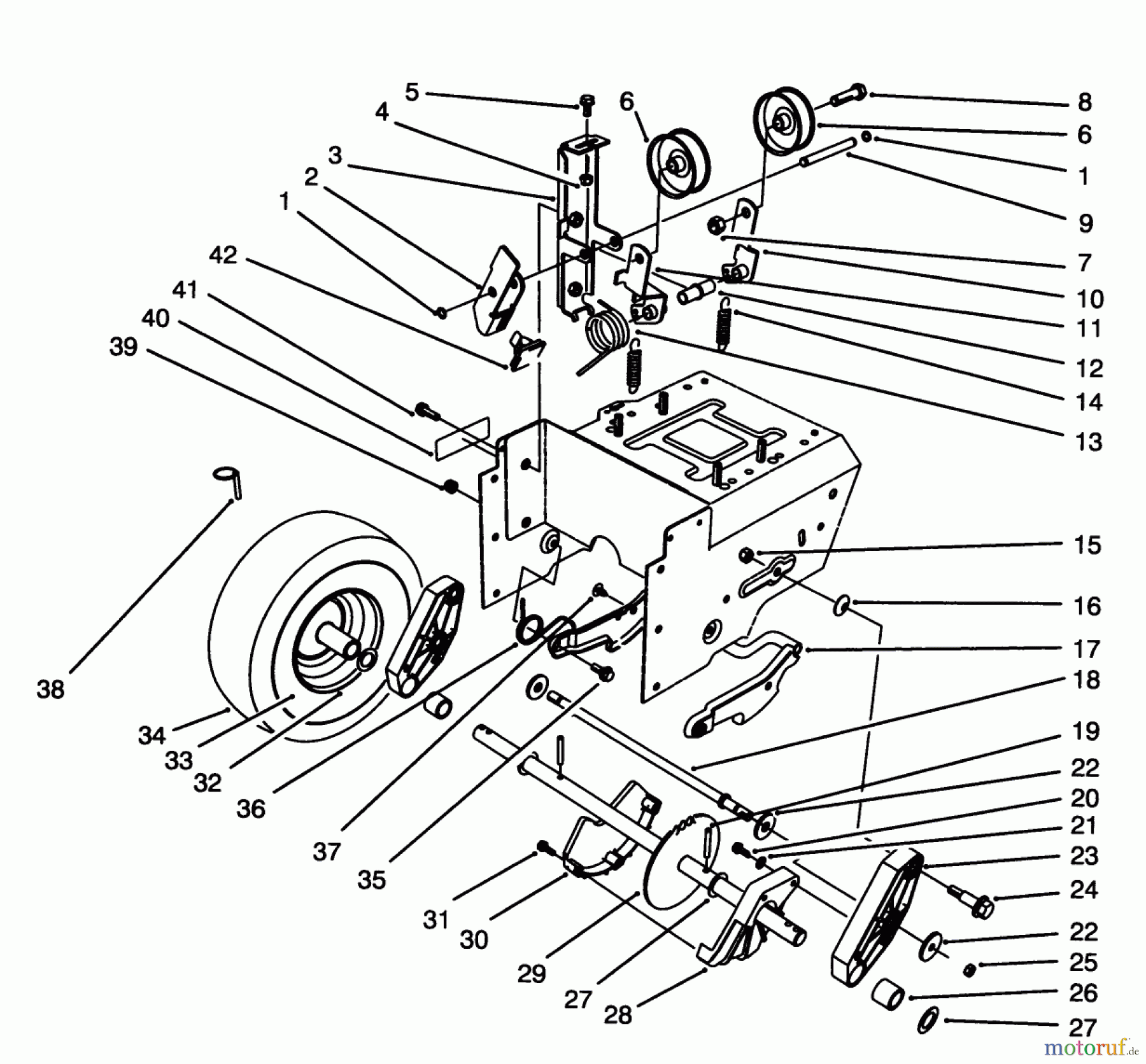 Toro Neu Snow Blowers/Snow Throwers Seite 1 38570 (828) - Toro 828 Power Shift Snowthrower, 1994 (4900001-4999999) TRACTION DRIVE ASSEMBLY