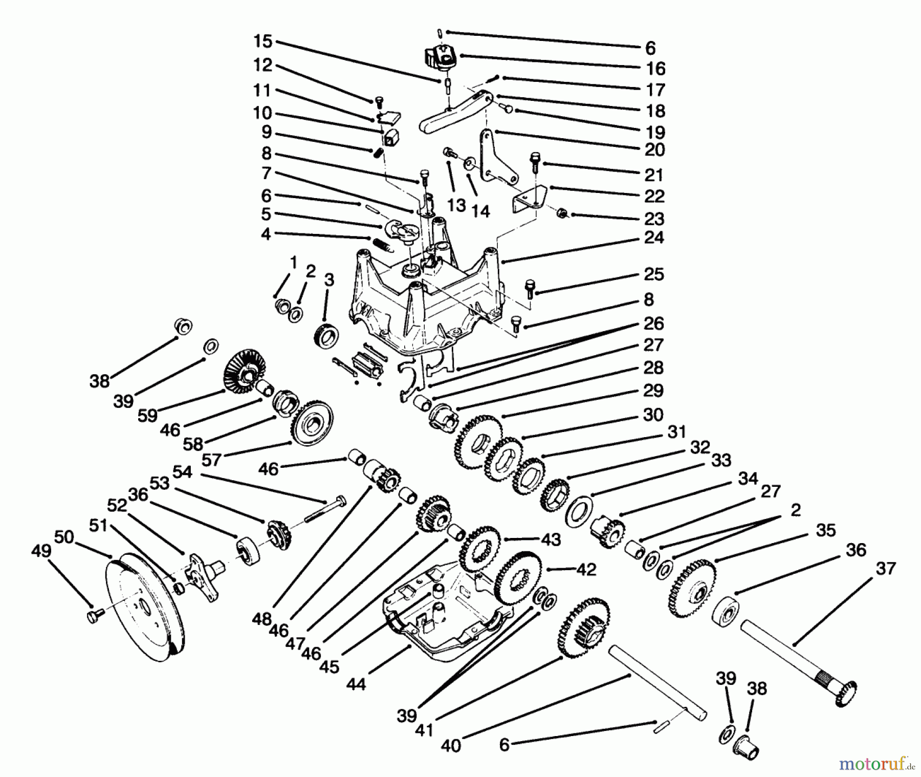Toro Neu Snow Blowers/Snow Throwers Seite 1 38570 (828) - Toro 828 Power Shift Snowthrower, 1994 (4900001-4999999) TRANSMISSION ASSEMBLY NO. 66-8030
