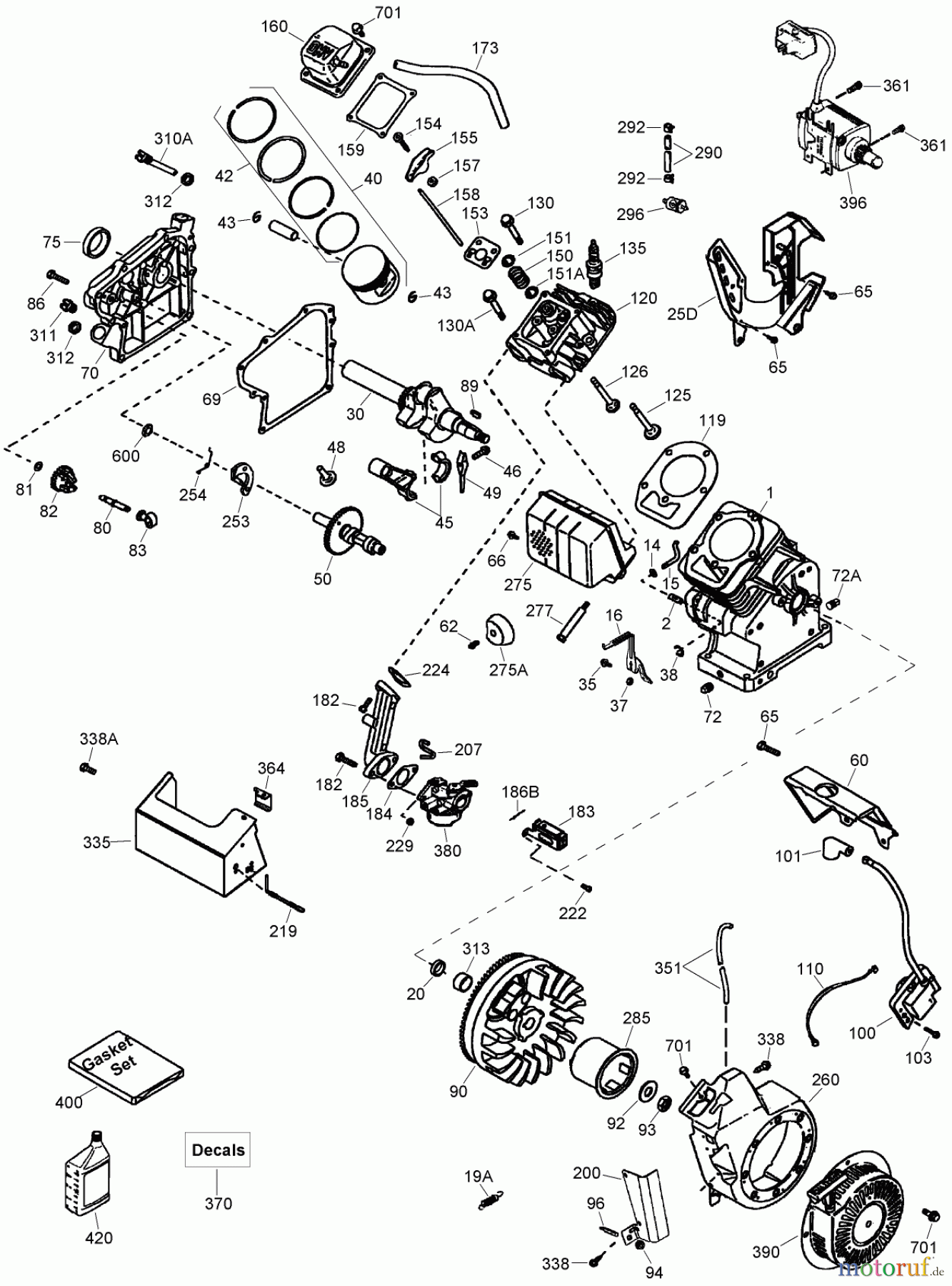 Toro Neu Snow Blowers/Snow Throwers Seite 1 38571 (6053) - Toro CCR 6053 Quick Clear Snowthrower, 2008 (280000001-280999999) ENGINE ASSEMBLY NO. 2 TECUMSEH OH195SA-72568G