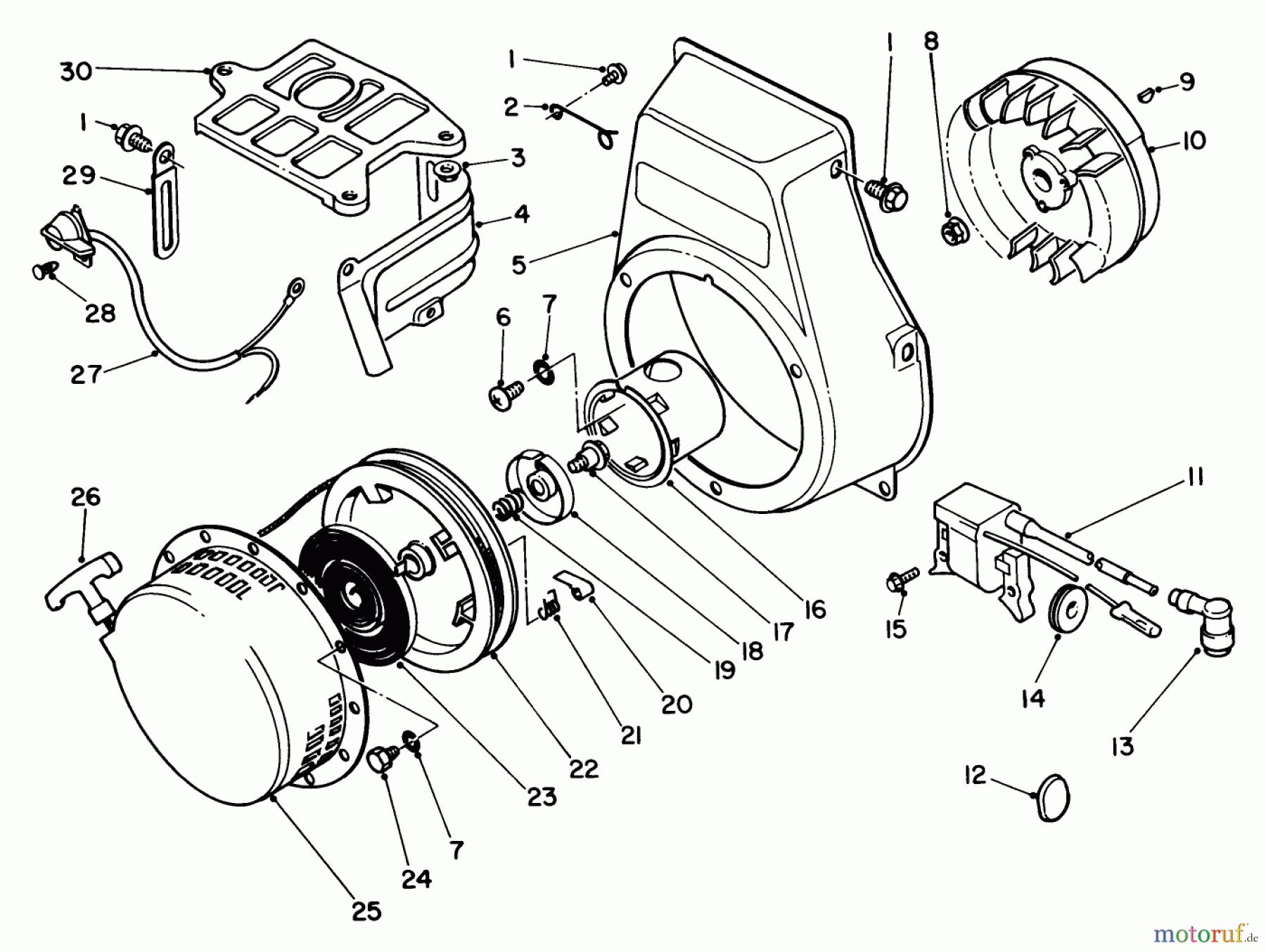 Toro Neu Edgers 58435 - Toro 3.5 hp Edger, 1985 (5000001-5999999) RECOIL STARTER ASSEMBLY