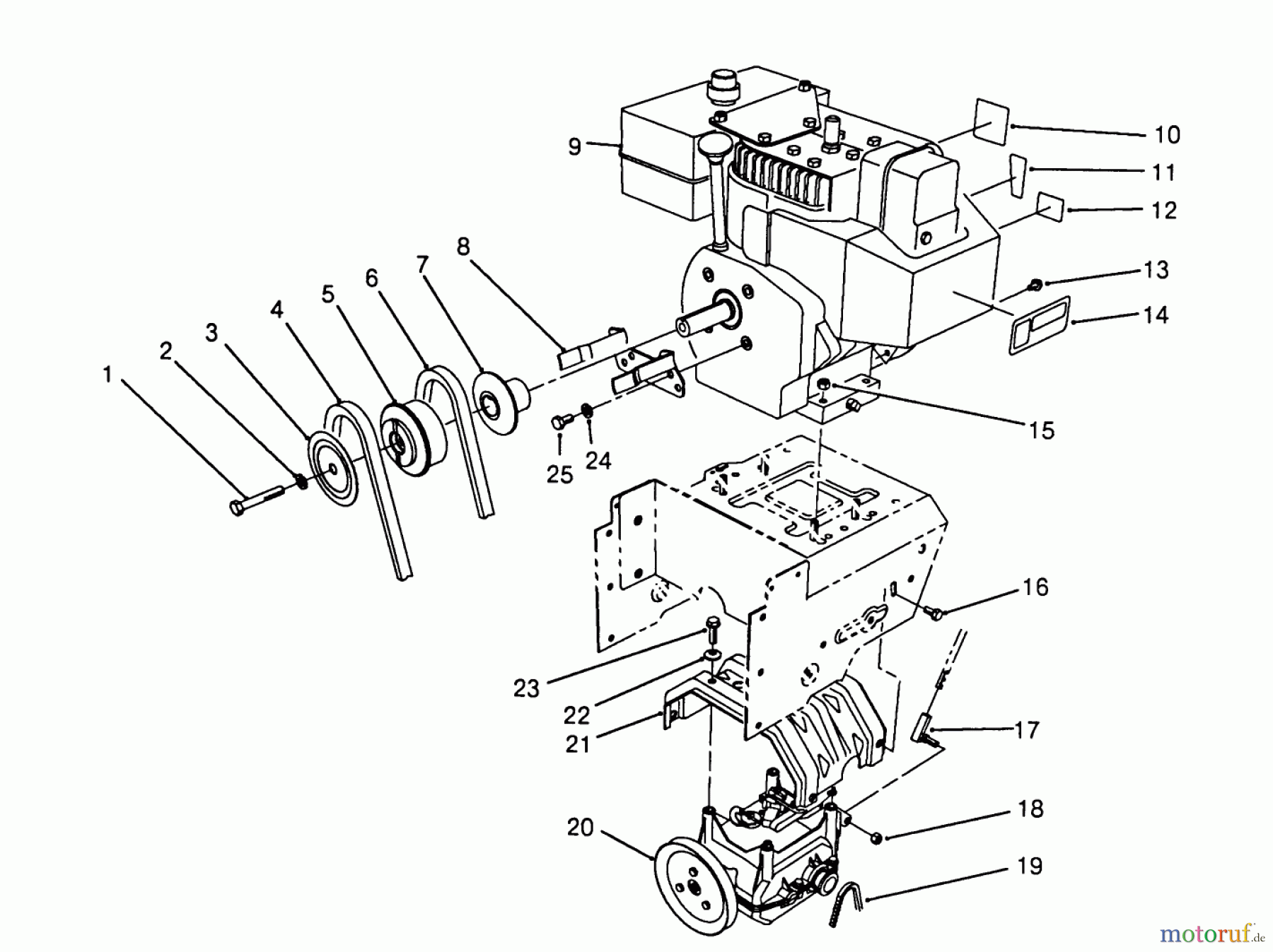 Toro Neu Snow Blowers/Snow Throwers Seite 1 38573 (828) - Toro 828 Power Shift Snowthrower, 1988 (8000001-8999999) ENGINE ASSEMBLY