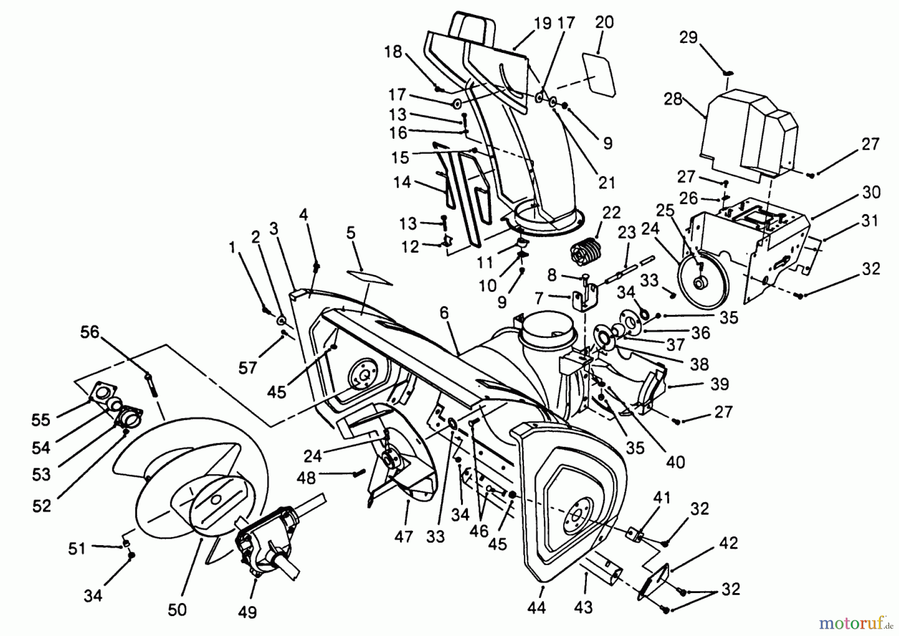 Toro Neu Snow Blowers/Snow Throwers Seite 1 38573 (828) - Toro 828 Power Shift Snowthrower, 1988 (8000001-8999999) HOUSING & CHUTE ASSEMBLY