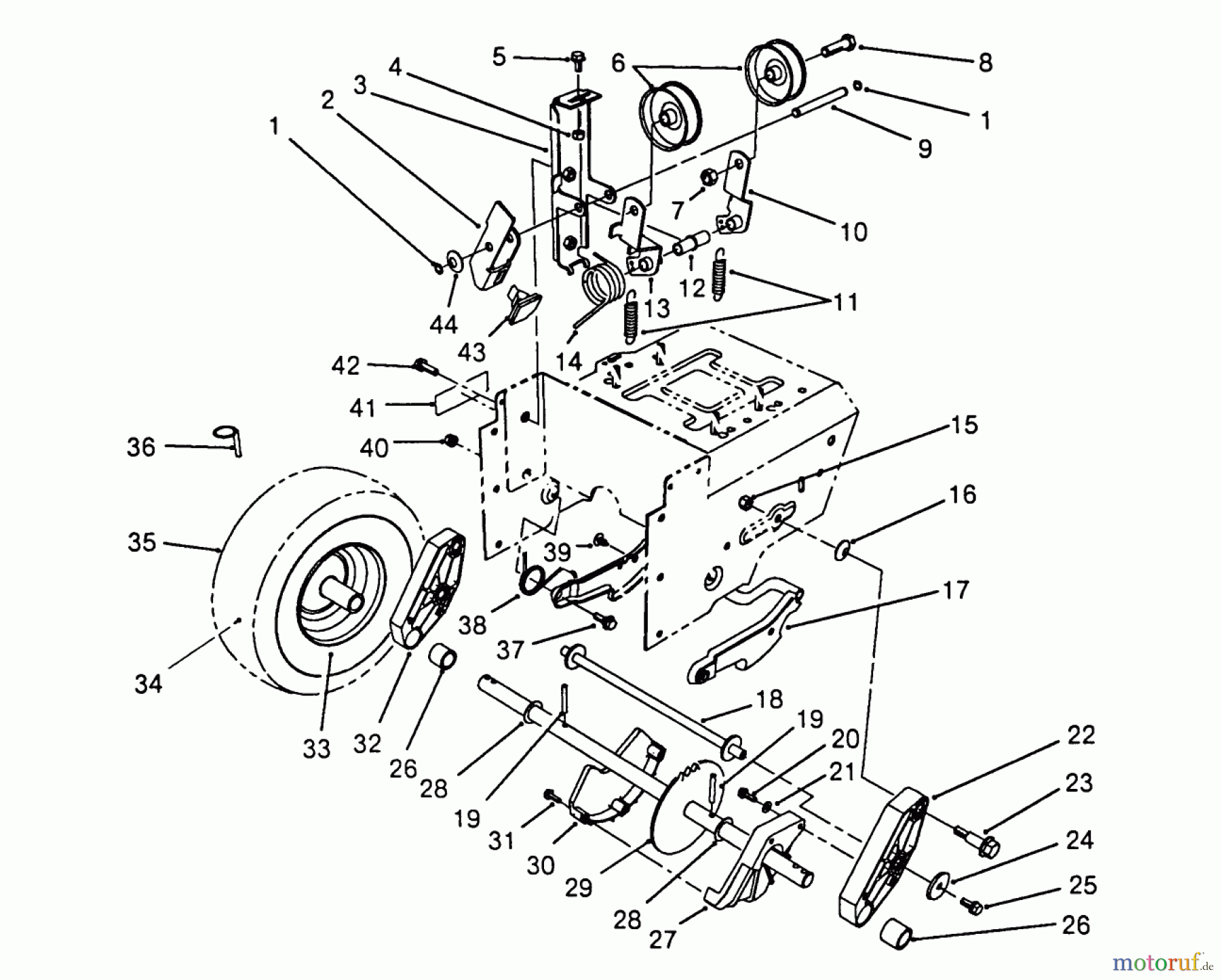 Toro Neu Snow Blowers/Snow Throwers Seite 1 38573 (828) - Toro 828 Power Shift Snowthrower, 1988 (8000001-8999999) TRACTION DRIVE ASSEMBLY