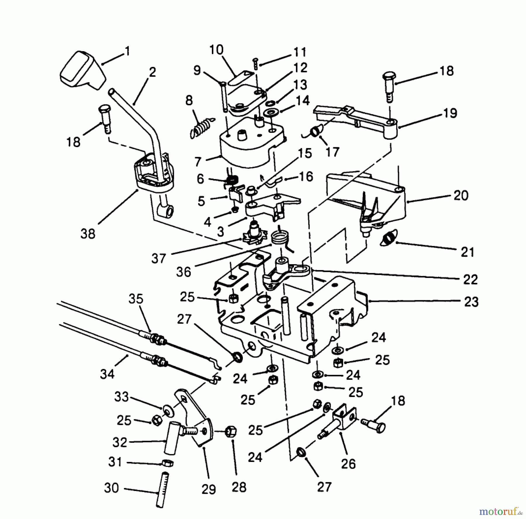  Toro Neu Snow Blowers/Snow Throwers Seite 1 38573 (828) - Toro 828 Power Shift Snowthrower, 1988 (8000001-8999999) TRACTION LINKAGE ASSEMBLY