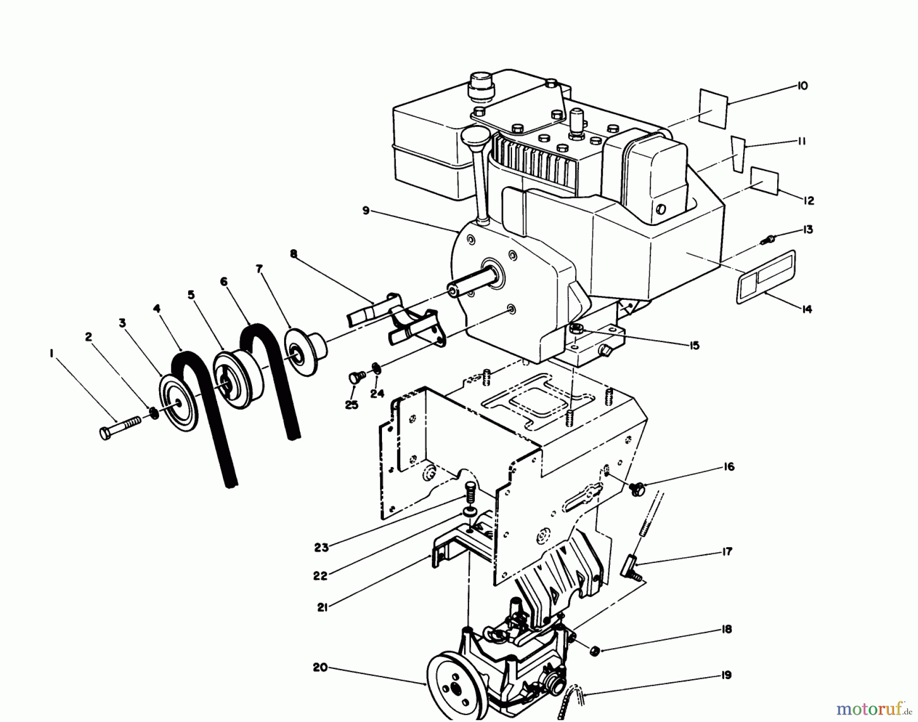 Toro Neu Snow Blowers/Snow Throwers Seite 1 38573 (828) - Toro 828 Power Shift Snowthrower, 1989 (9000001-9999999) ENGINE ASSEMBLY