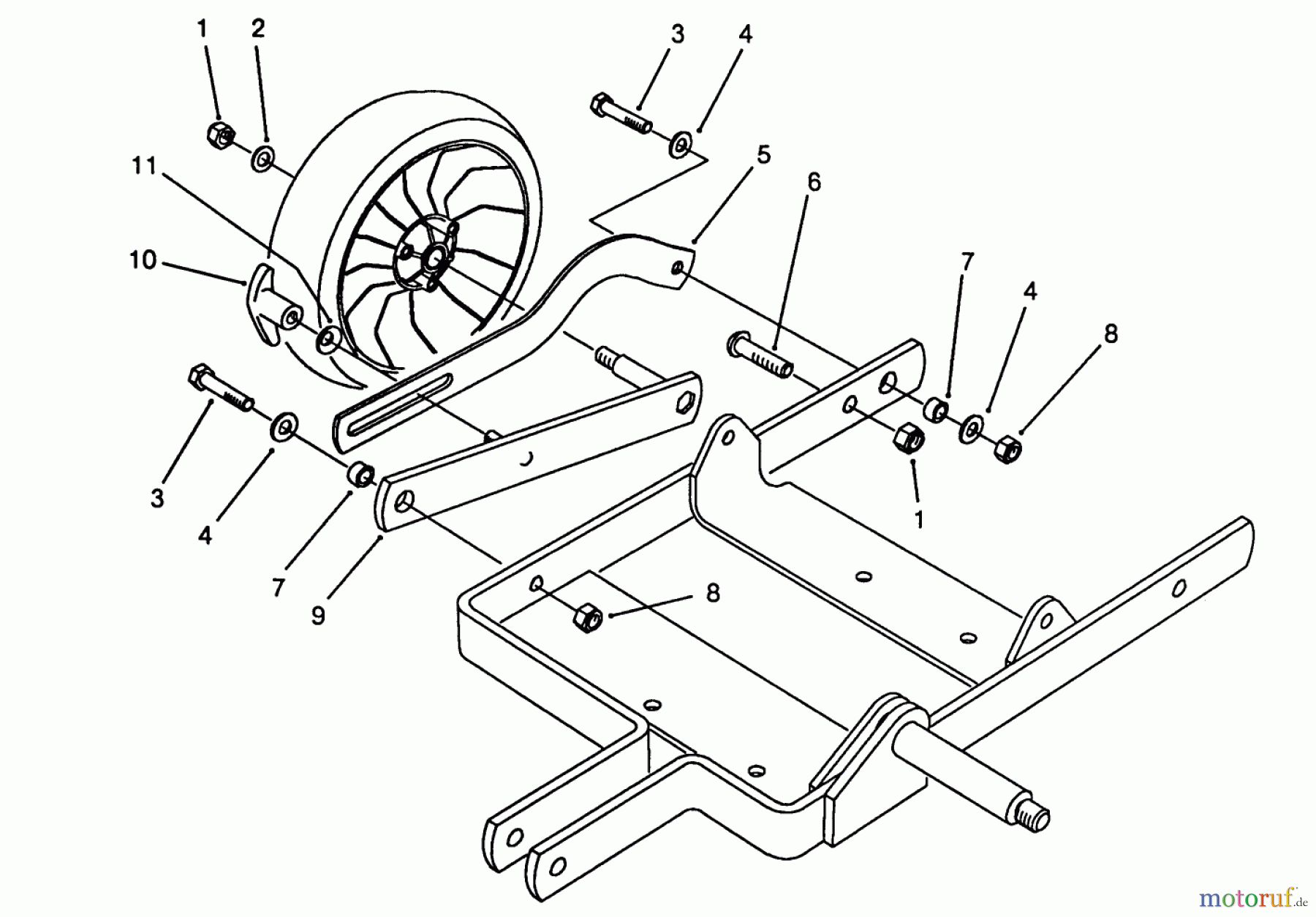 Toro Neu Edgers 59405 - Toro Curb Wheel Kit, 2 hp Edger, 1987 (7000001-7999999) SWING AXLE ASSEMBLY