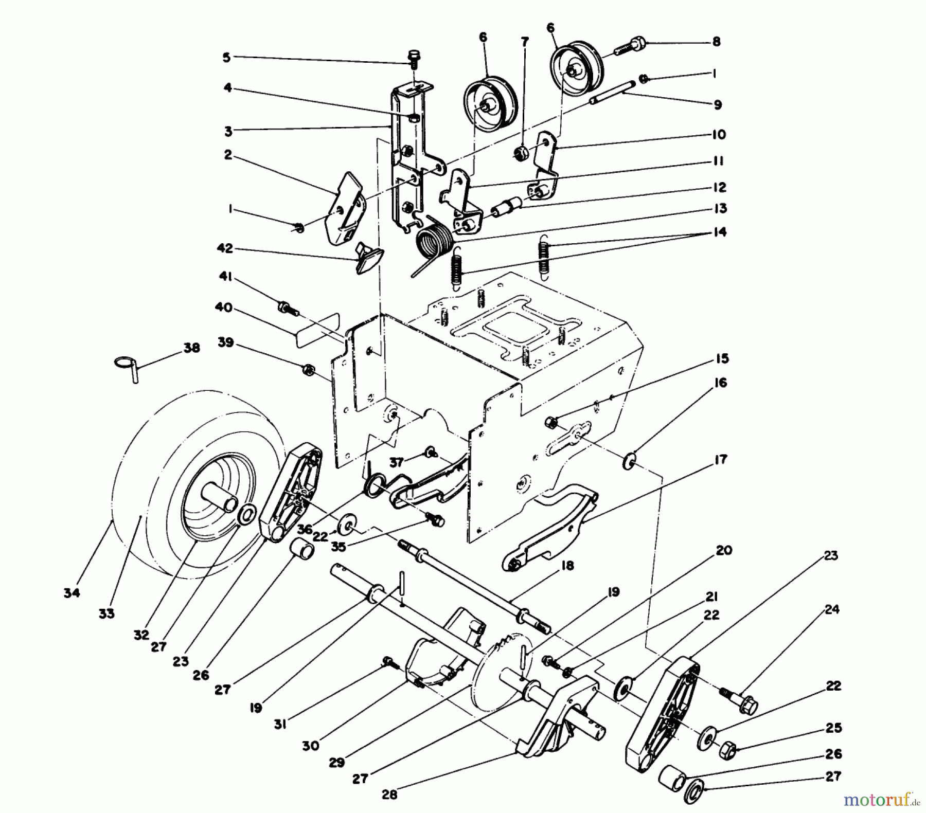 Toro Neu Snow Blowers/Snow Throwers Seite 1 38573 (828) - Toro 828 Power Shift Snowthrower, 1989 (9000001-9999999) TRACTION DRIVE ASSEMBLY