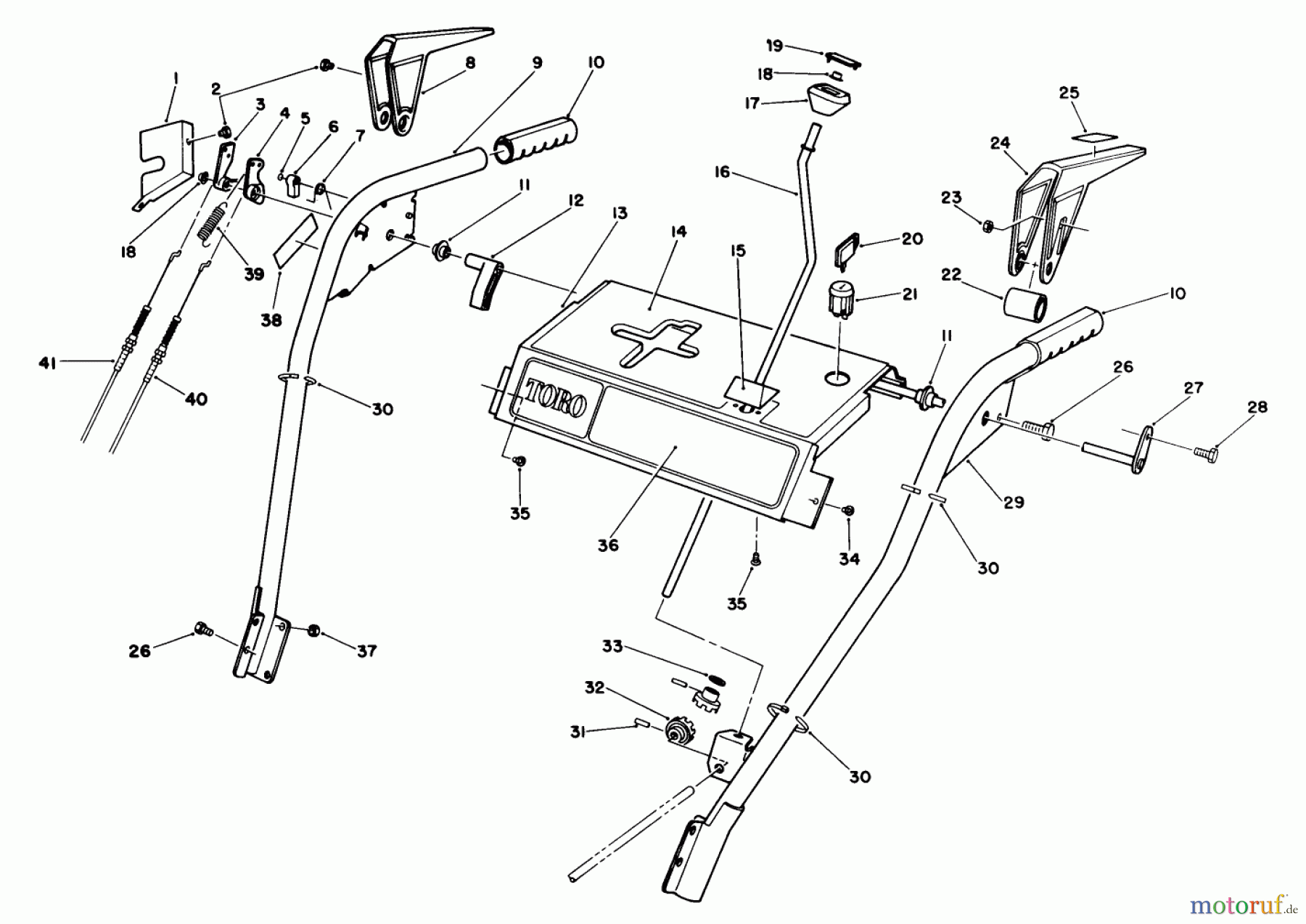 Toro Neu Snow Blowers/Snow Throwers Seite 1 38574 (828) - Toro 828 Power Shift Snowthrower, 1990 (0000001-0999999) HANDLE ASSEMBLY