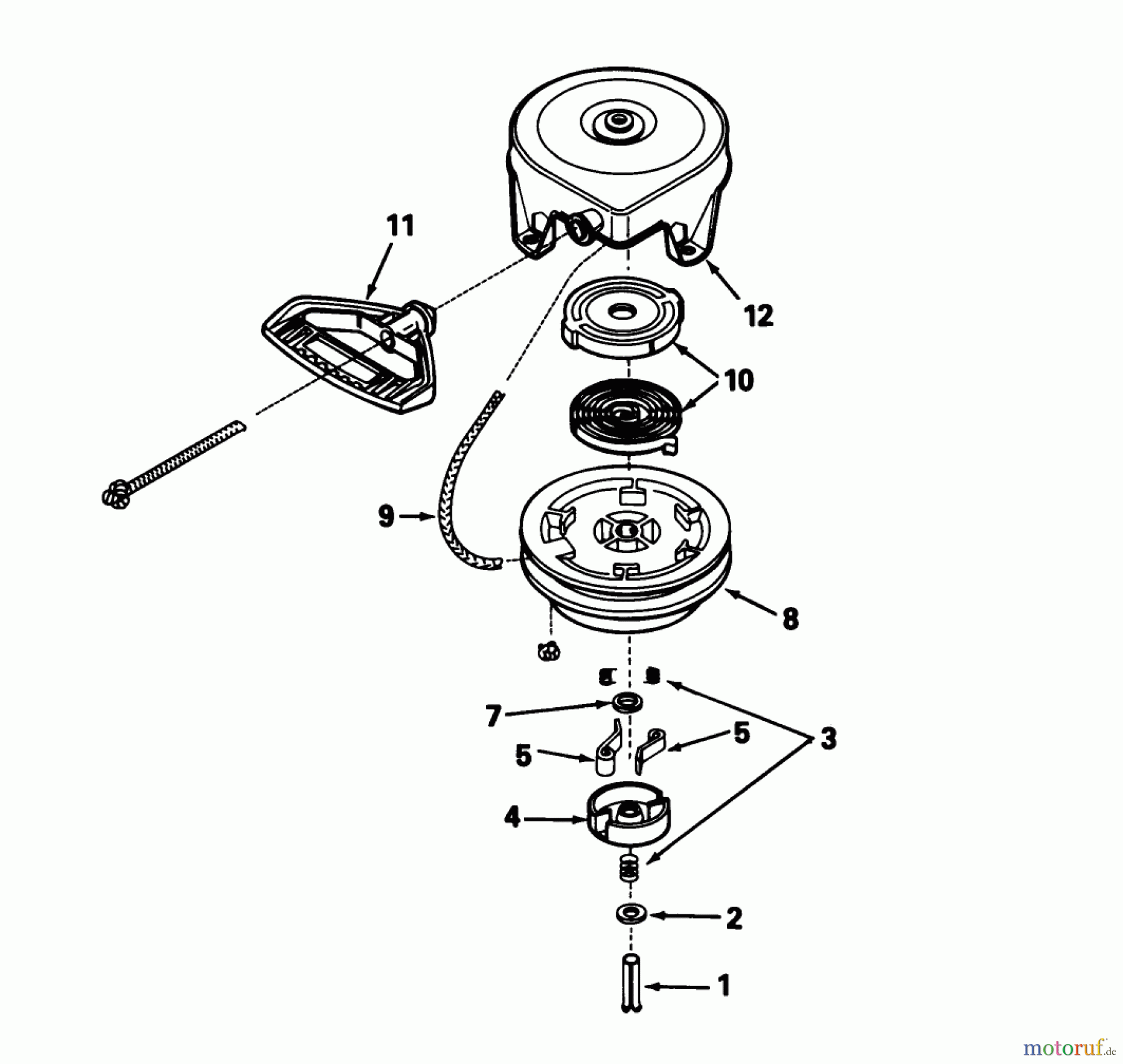 Toro Neu Snow Blowers/Snow Throwers Seite 1 38574 (828) - Toro 828 Power Shift Snowthrower, 1990 (0000001-0999999) REWIND STARTER TECUMSEH NO. 590630