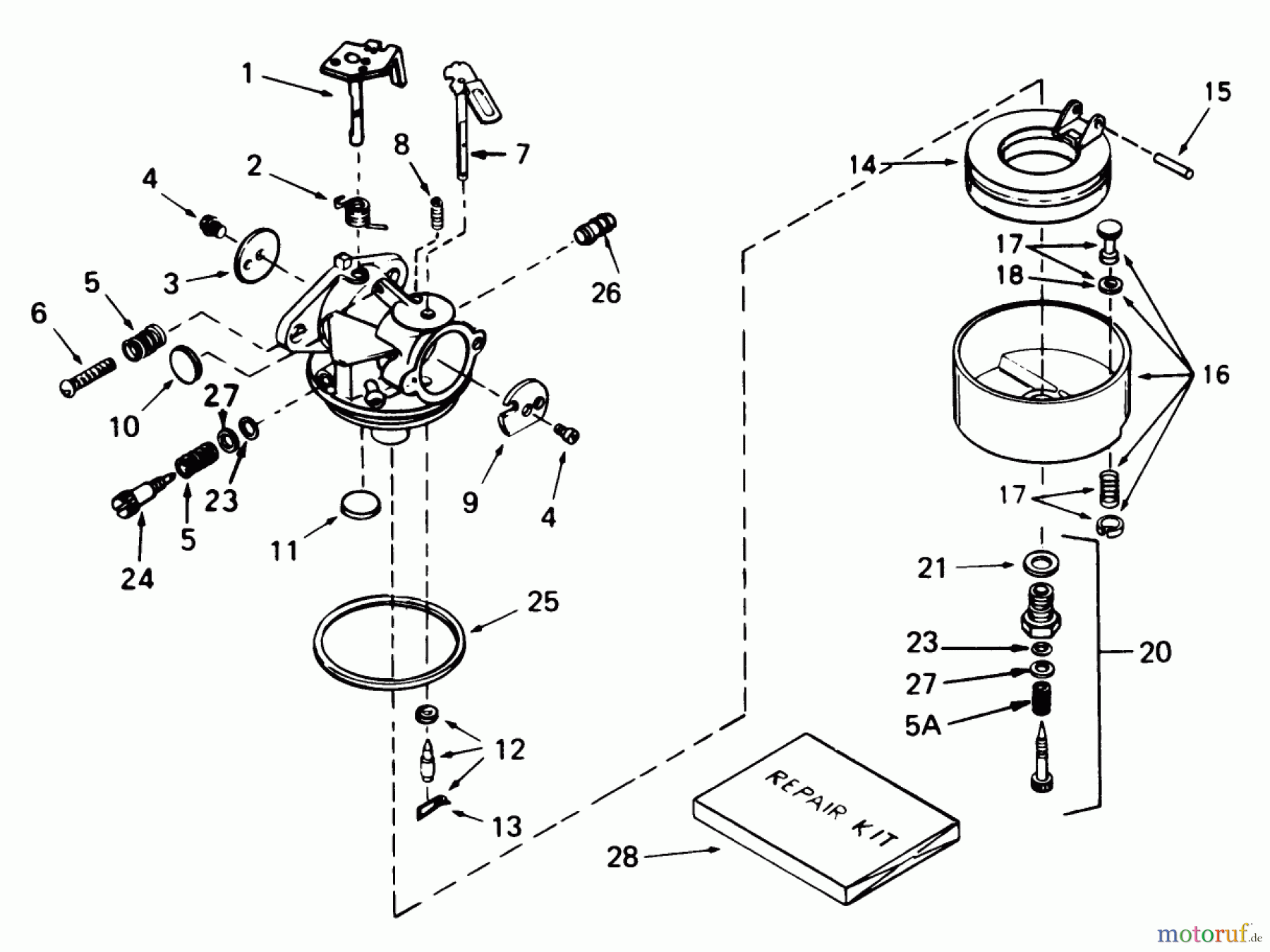 Toro Neu Snow Blowers/Snow Throwers Seite 1 38574 (828) - Toro 828 Power Shift Snowthrower, 1991 (1000001-1999999) CARBURETOR TECUMSEH NO. 632334A