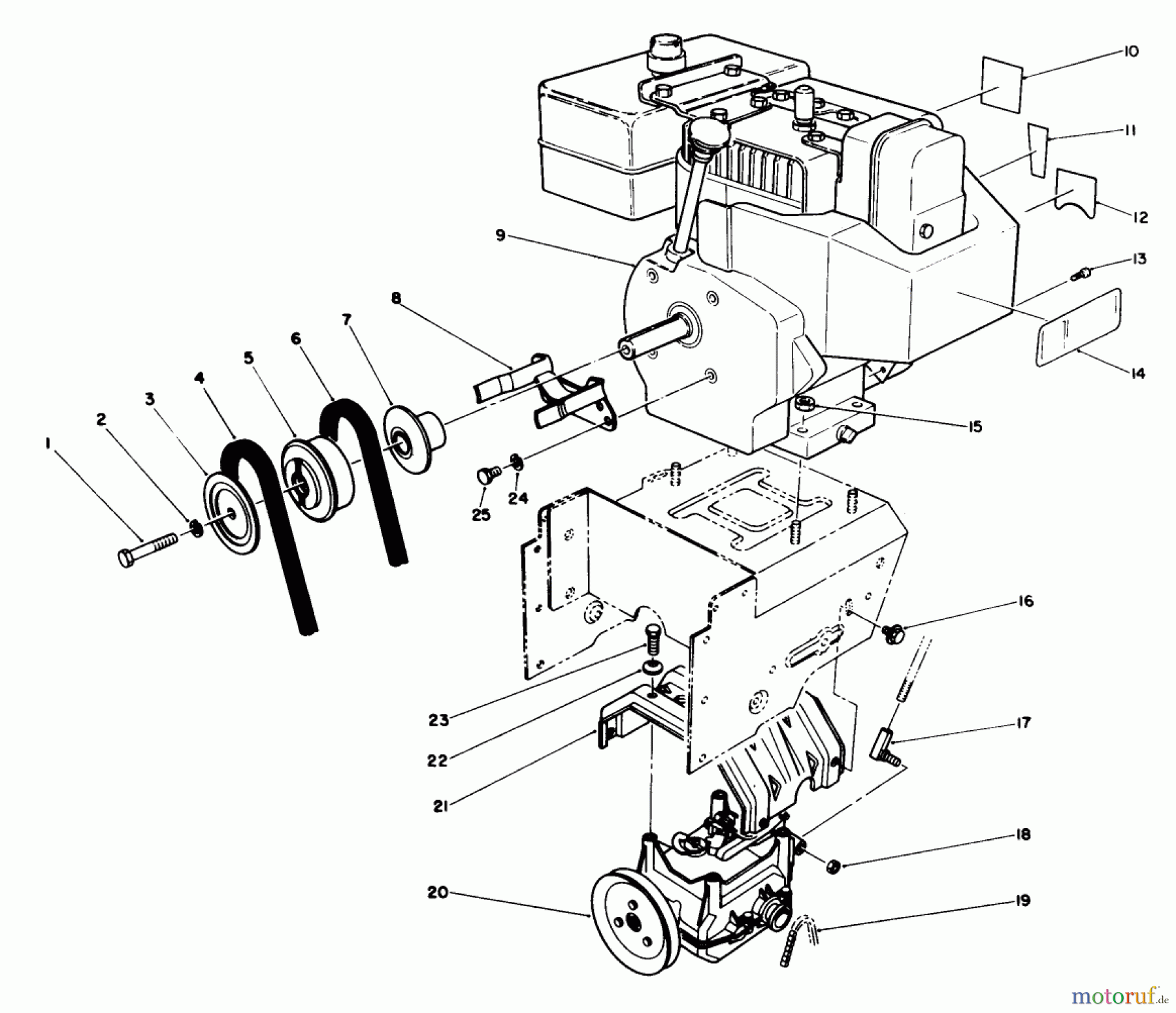 Toro Neu Snow Blowers/Snow Throwers Seite 1 38574 (828) - Toro 828 Power Shift Snowthrower, 1991 (1000001-1999999) ENGINE ASSEMBLY