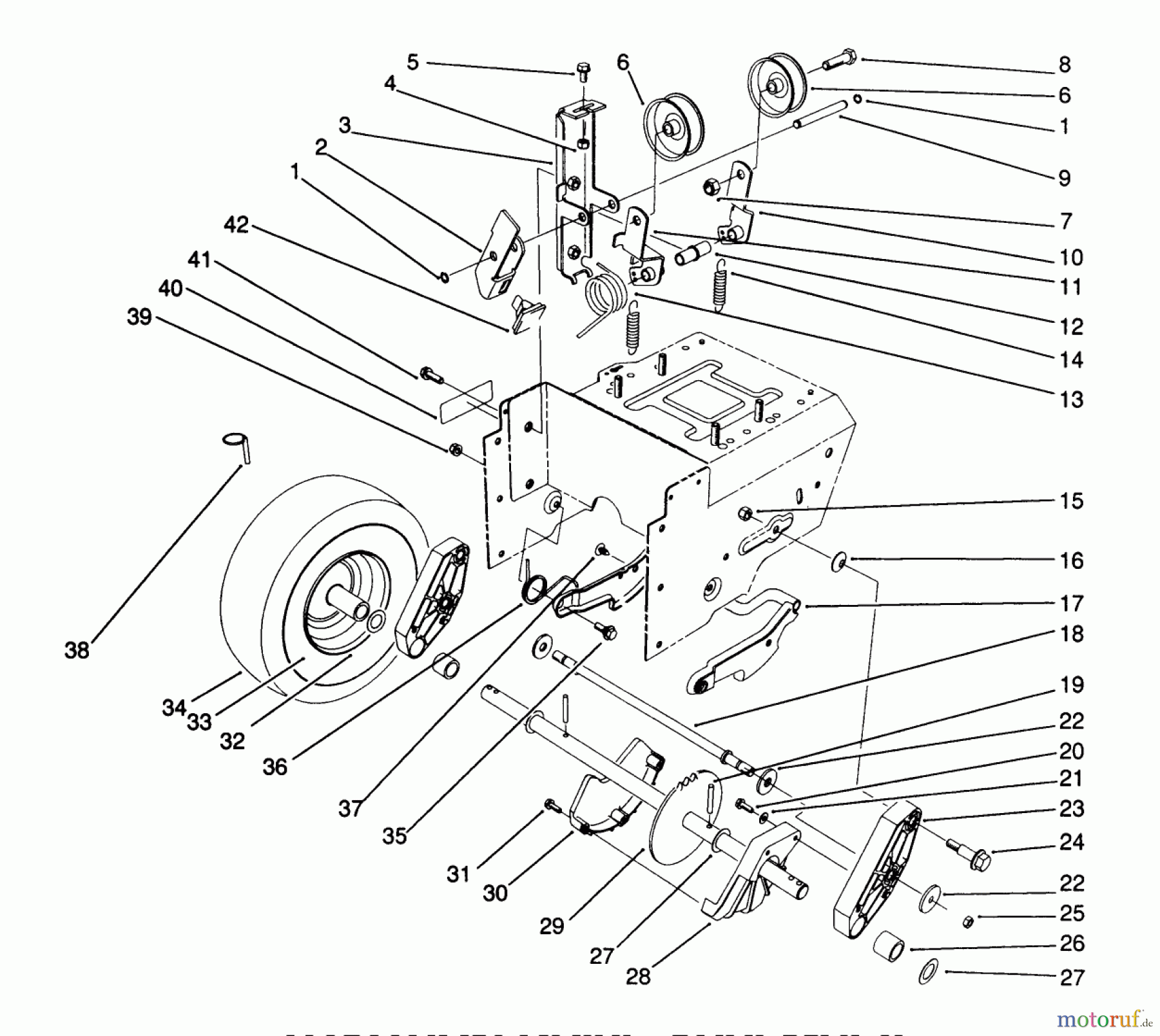 Toro Neu Snow Blowers/Snow Throwers Seite 1 38574 (828) - Toro 828 Power Shift Snowthrower, 1991 (1000001-1999999) TRACTION DRIVE ASSEMBLY