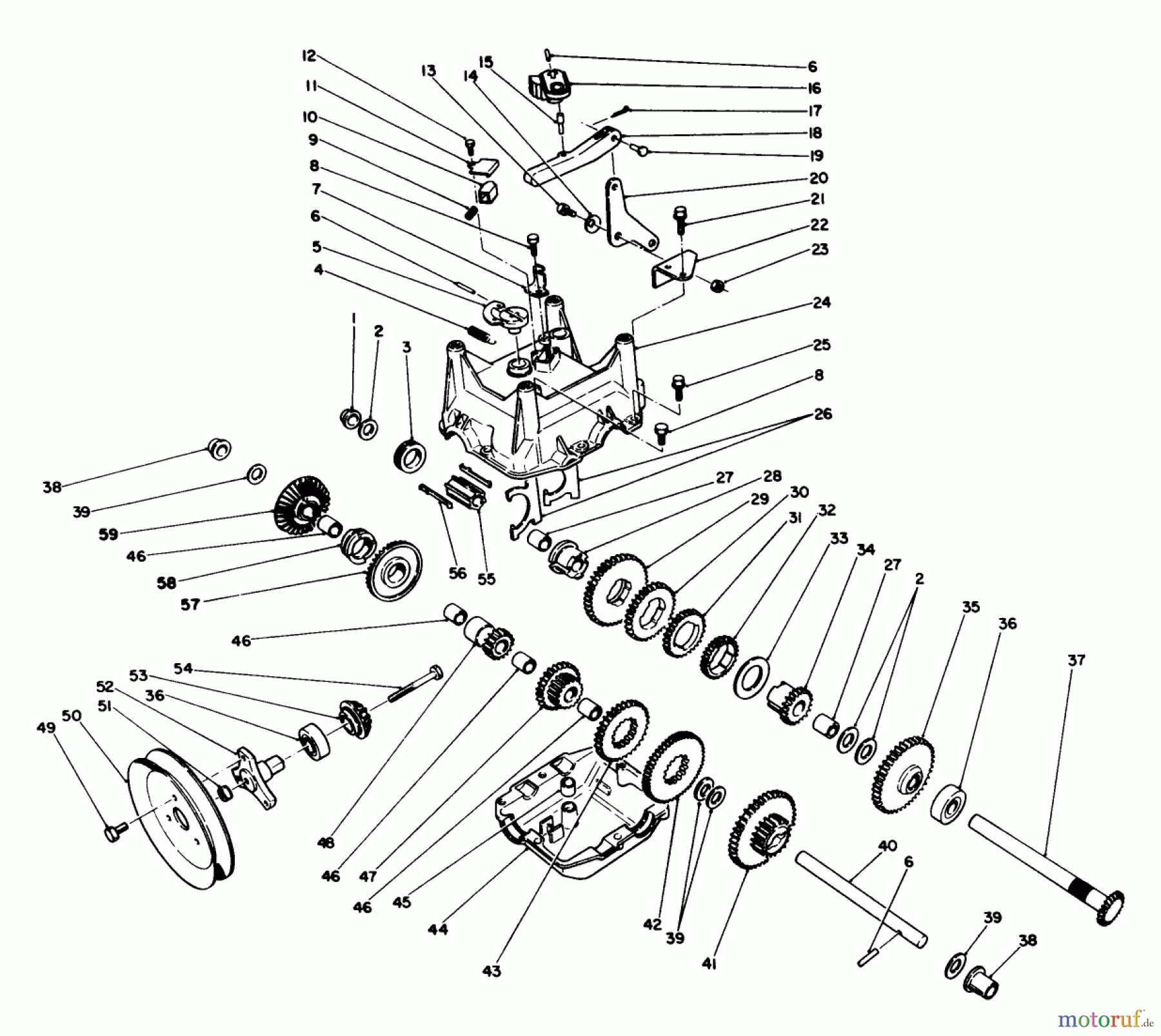  Toro Neu Snow Blowers/Snow Throwers Seite 1 38574 (828) - Toro 828 Power Shift Snowthrower, 1991 (1000001-1999999) TRANSMISSION ASSEMBLY NO. 66-8030