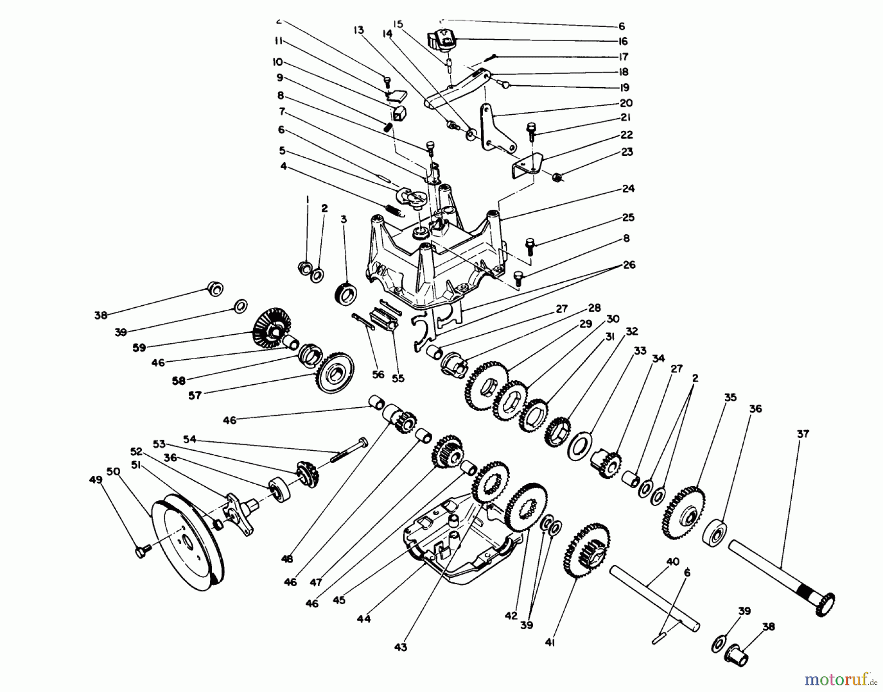 Toro Neu Snow Blowers/Snow Throwers Seite 1 38574 (828) - Toro 828 Power Shift Snowthrower, 1992 (2000001-2999999) TRANSMISSION ASSEMBLY NO. 66-8030