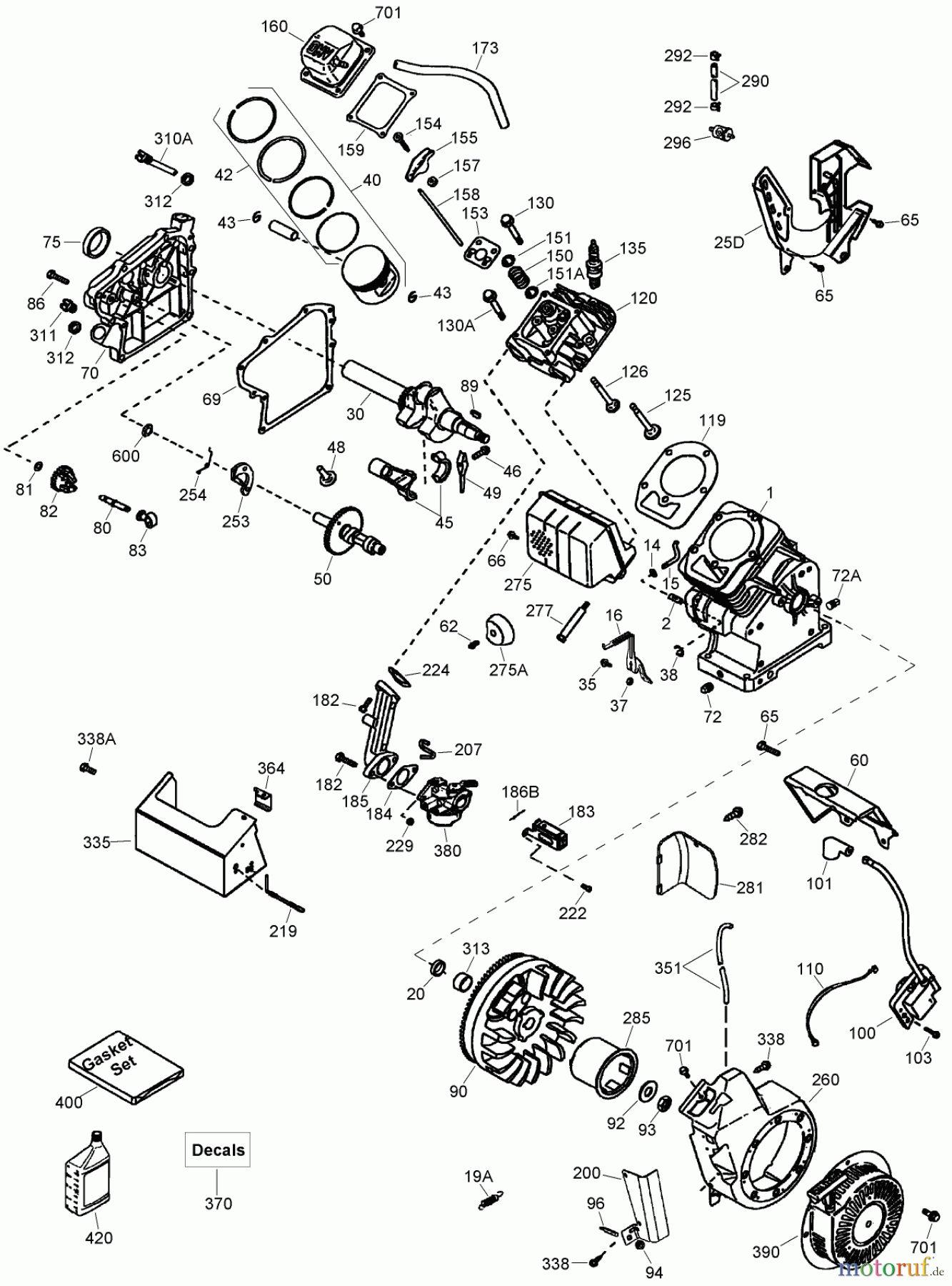 Toro Neu Snow Blowers/Snow Throwers Seite 1 38575 (6053) - Toro CCR 6053 Quick Clear Snowthrower, 2010 (310000001-310999999) ENGINE ASSEMBLY NO. 2 TECUMSEH OH195SA-72567G