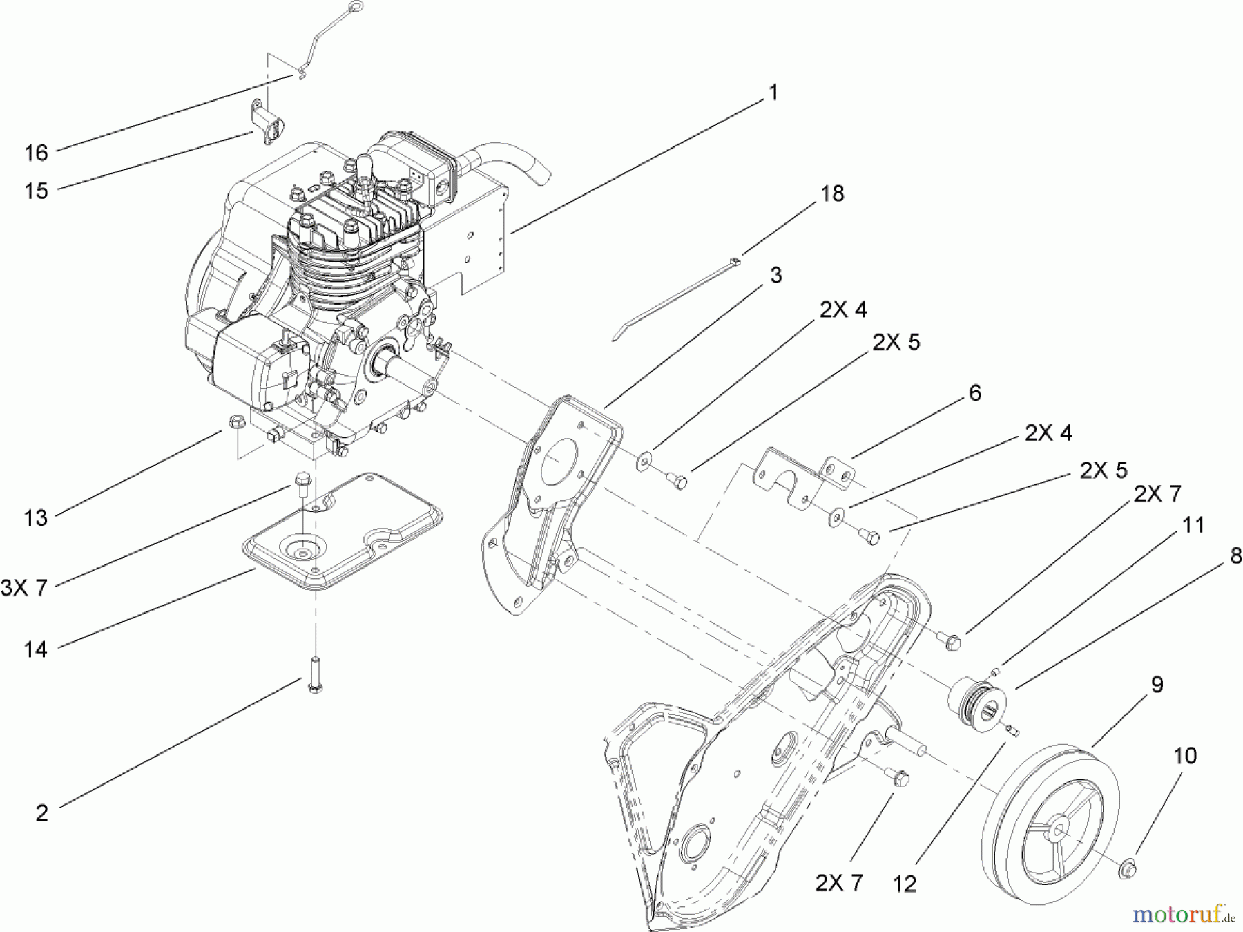 Toro Neu Snow Blowers/Snow Throwers Seite 1 38576 (6053) - Toro CCR 6053 Quick Clear Snowthrower, 2008 (280000001-280999999) ENGINE, FRAME AND WHEEL ASSEMBLY