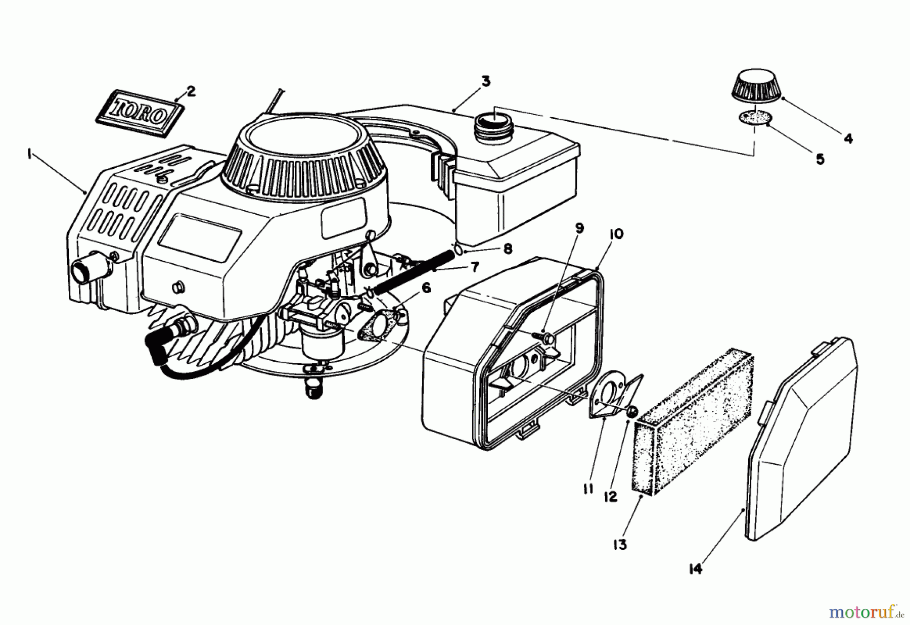 Toro Neu Engines 59250 - Toro Replacement Engine, 2-Cycle (Blade Brake Clutch), 1984 (4000001-4999999) ENGINE ASSEMBLY