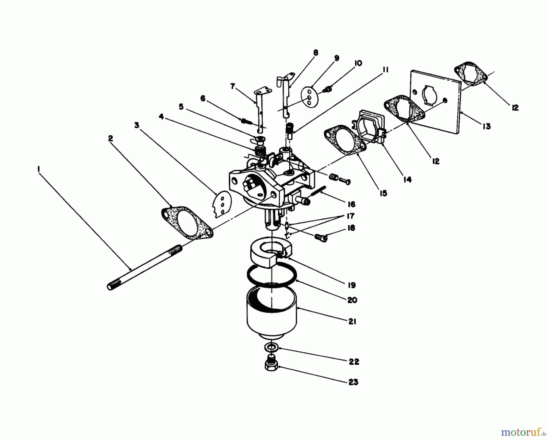 Toro Neu Engines 59257 - Toro Replacement Engine, 2-Cycle (Zone Start), 1985 (5000001-5999999) CARBURETOR ASSEMBLY