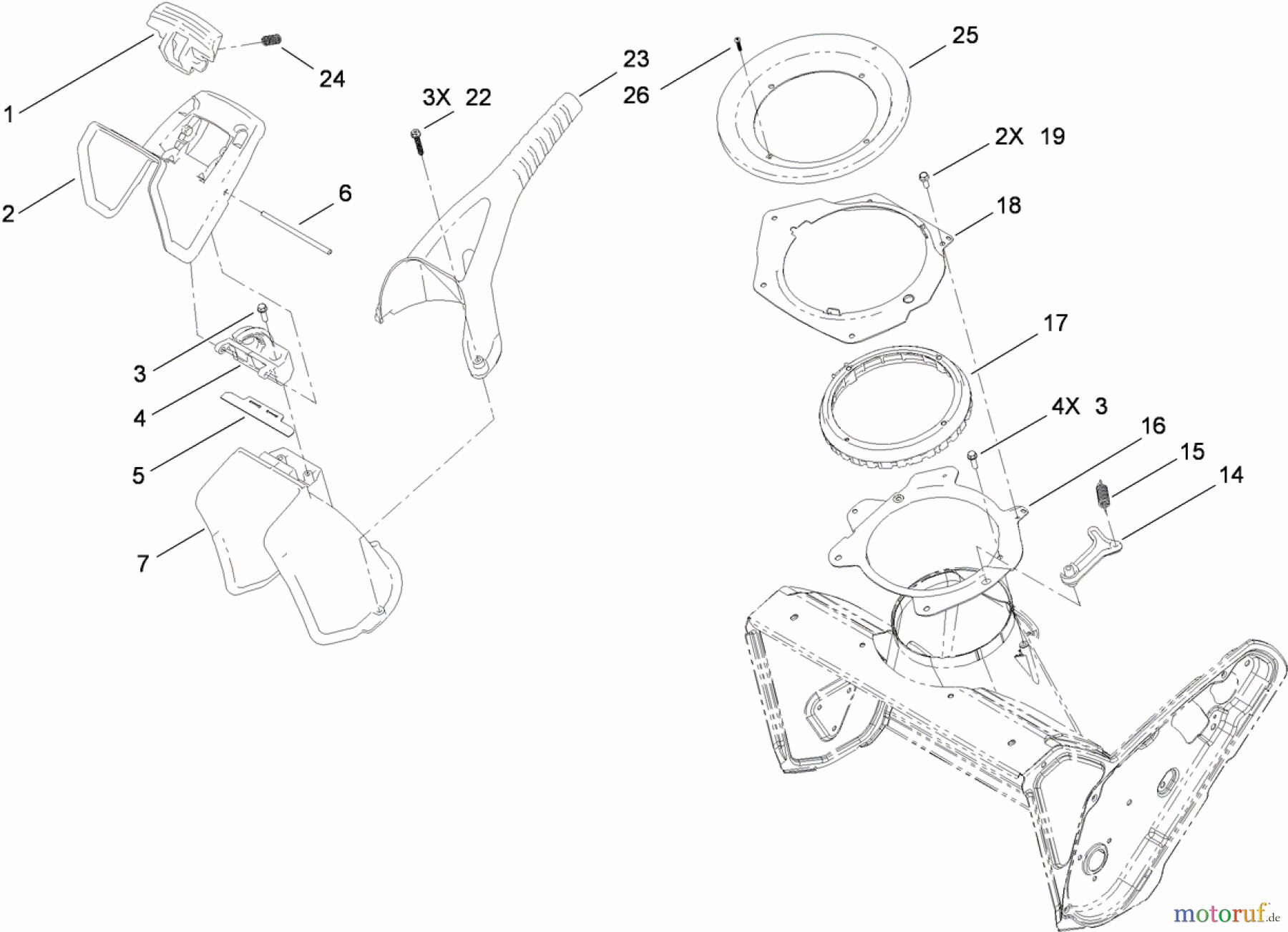  Toro Neu Snow Blowers/Snow Throwers Seite 1 38581 - Toro Power Clear Snowthrower, 2010 (310000001-310999999) CHUTE CONTROL ASSEMBLY