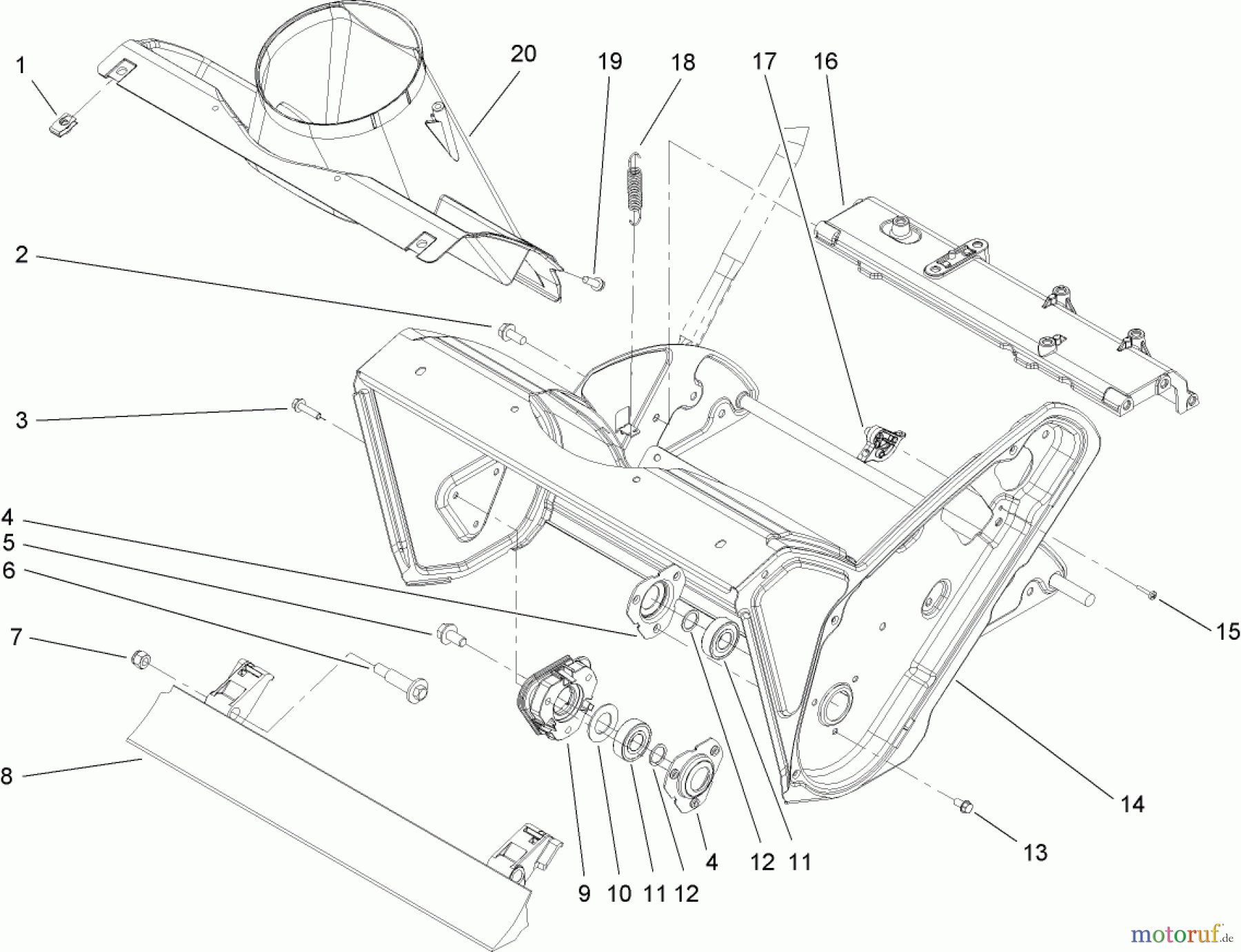 Toro Neu Snow Blowers/Snow Throwers Seite 1 38582 - Toro Power Clear Snowthrower, 2008 (280000001-280999999) ROTOR HOUSING AND SCRAPER ASSEMBLY