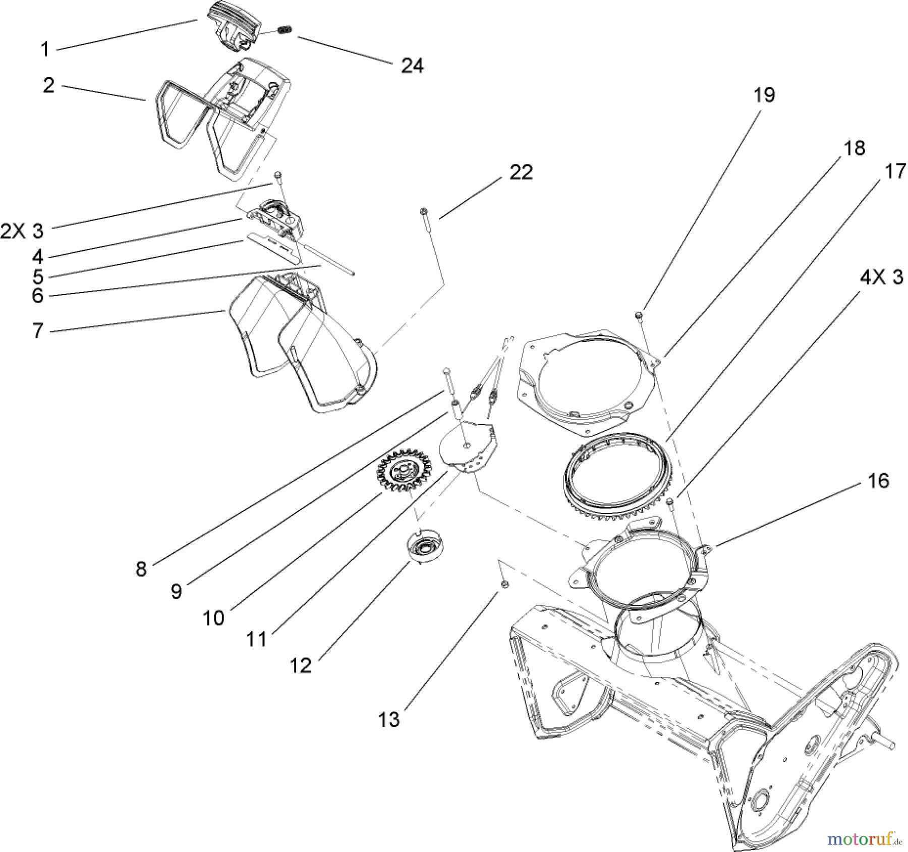 Toro Neu Snow Blowers/Snow Throwers Seite 1 38583 - Toro Power Clear Snowthrower, 2009 (290000001-290999999) CHUTE ASSEMBLY