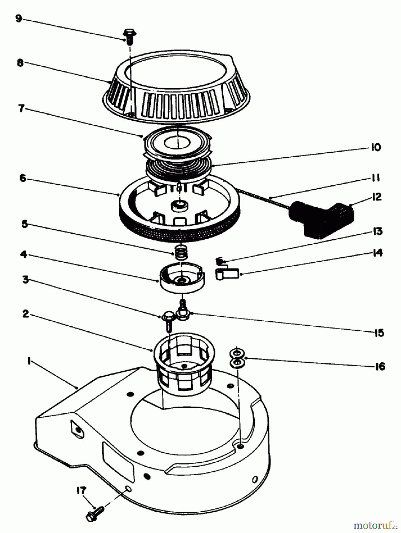 Toro Neu Engines 59260 - Toro Replacement Engine, 2-Cycle, 1985 (500001-599999) RECOIL STARTER ASSEMBLY