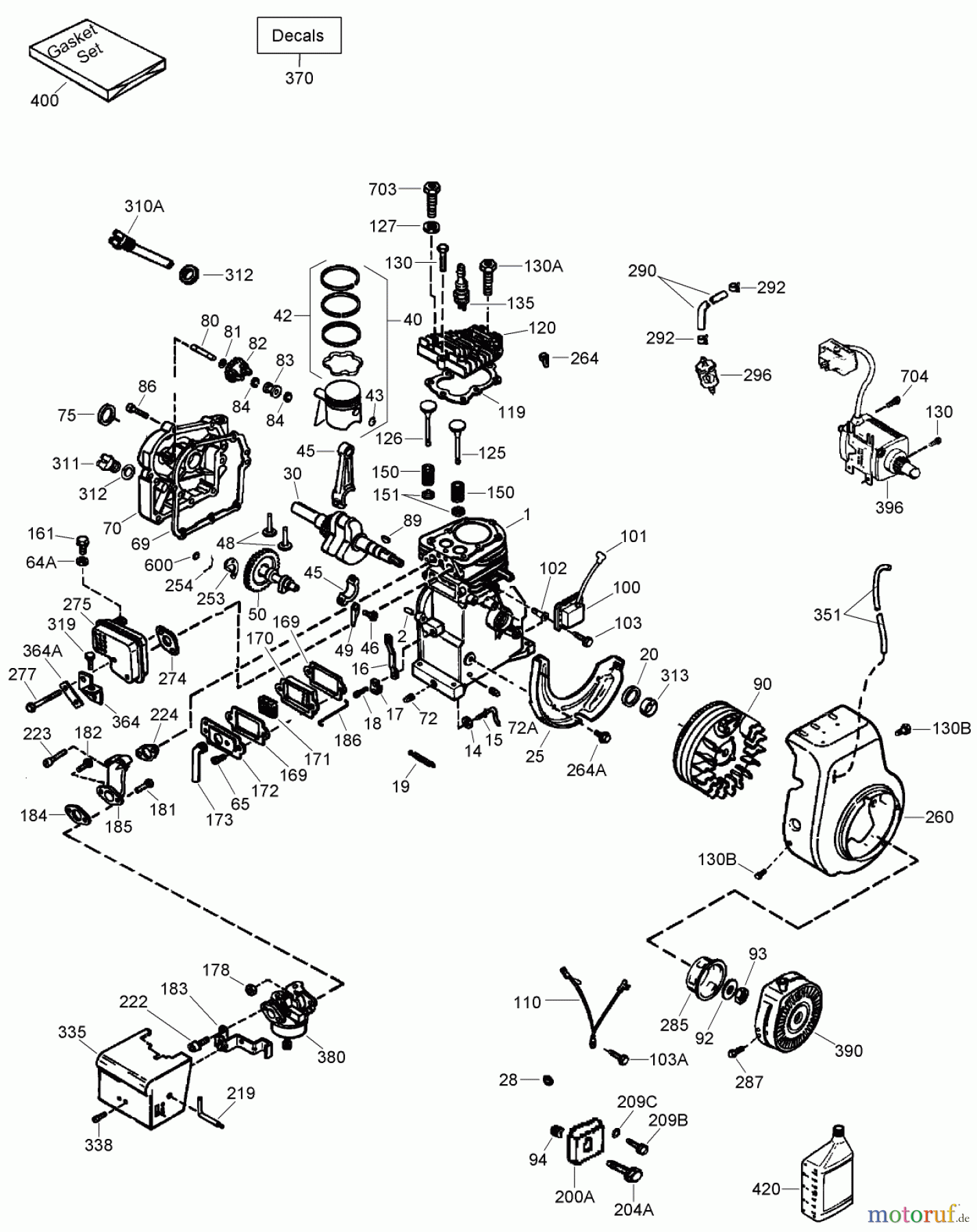 Toro Neu Snow Blowers/Snow Throwers Seite 1 38586 - Toro Power Clear Snowthrower, 2008 (280000001-280999999) ENGINE ASSEMBLY NO. 1 TECUMSEH LH195SP-67530D