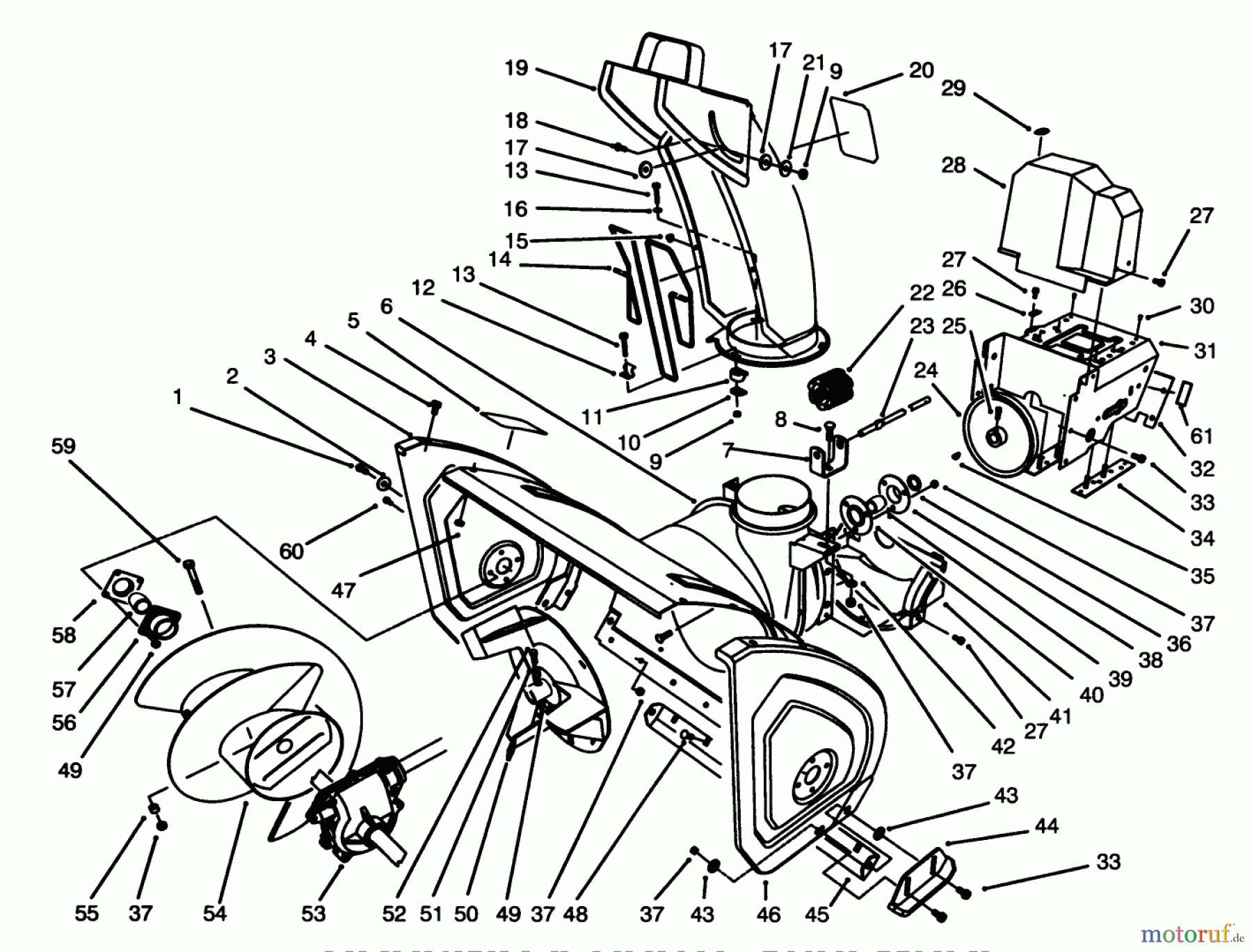  Toro Neu Snow Blowers/Snow Throwers Seite 1 38590 (1232) - Toro 1232 Power Shift Snowthrower, 1996 (6900001-6999999) HOUSING & CHUTE ASSEMBLY
