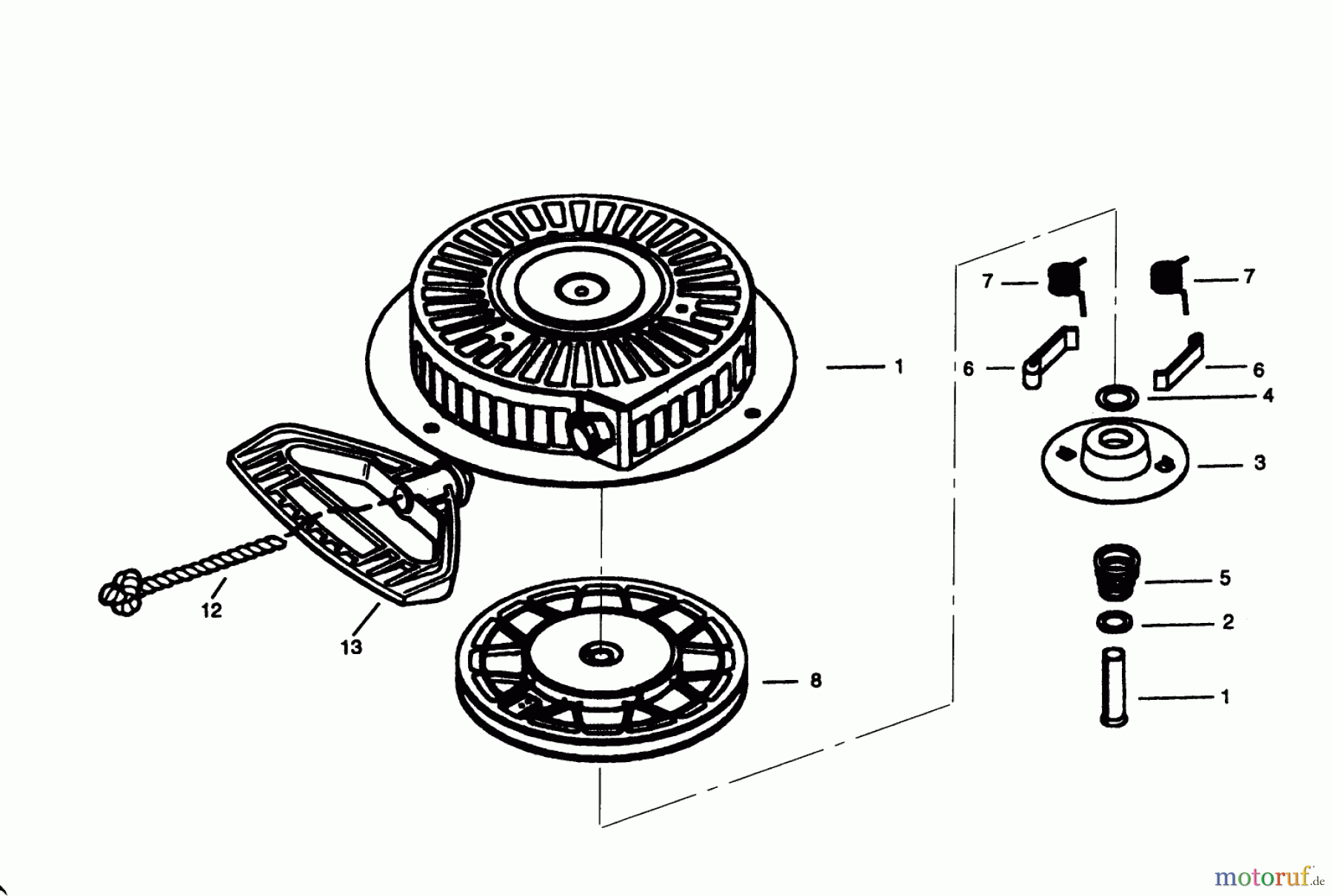 Toro Neu Snow Blowers/Snow Throwers Seite 1 38590 (1232) - Toro 1232 Power Shift Snowthrower, 1996 (6900001-6999999) REWIND STARTER NO. 590733