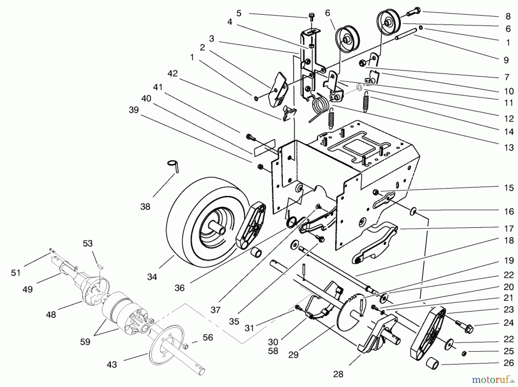 Toro Neu Snow Blowers/Snow Throwers Seite 1 38591 (1232) - Toro 1232 Power Shift Snowthrower, 1997 (7900001-7999999) TRACTION DRIVE ASSEMBLY