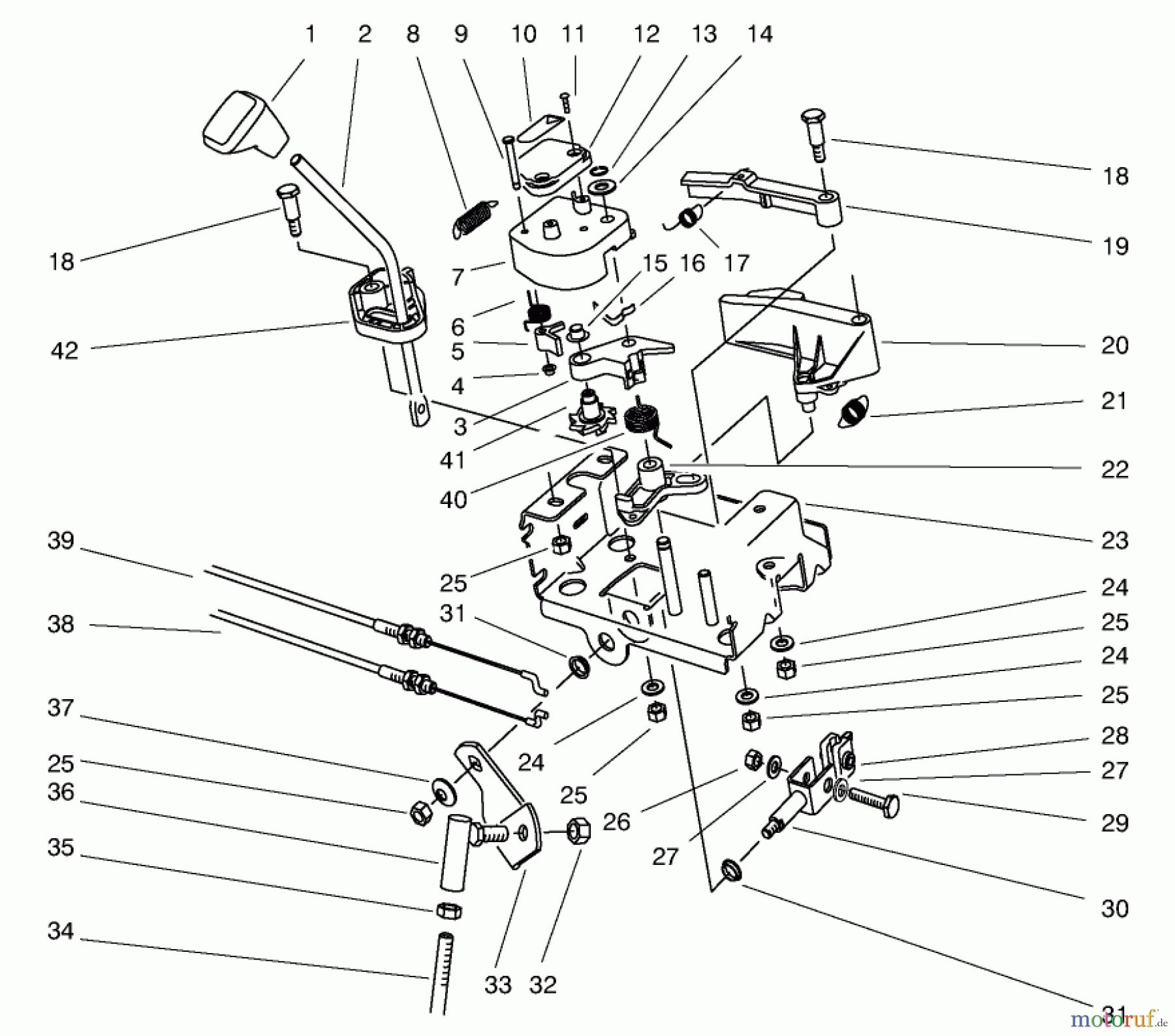  Toro Neu Snow Blowers/Snow Throwers Seite 1 38591 (1232) - Toro 1232 Power Shift Snowthrower, 1997 (7900001-7999999) TRACTION LINKAGE ASSEMBLY