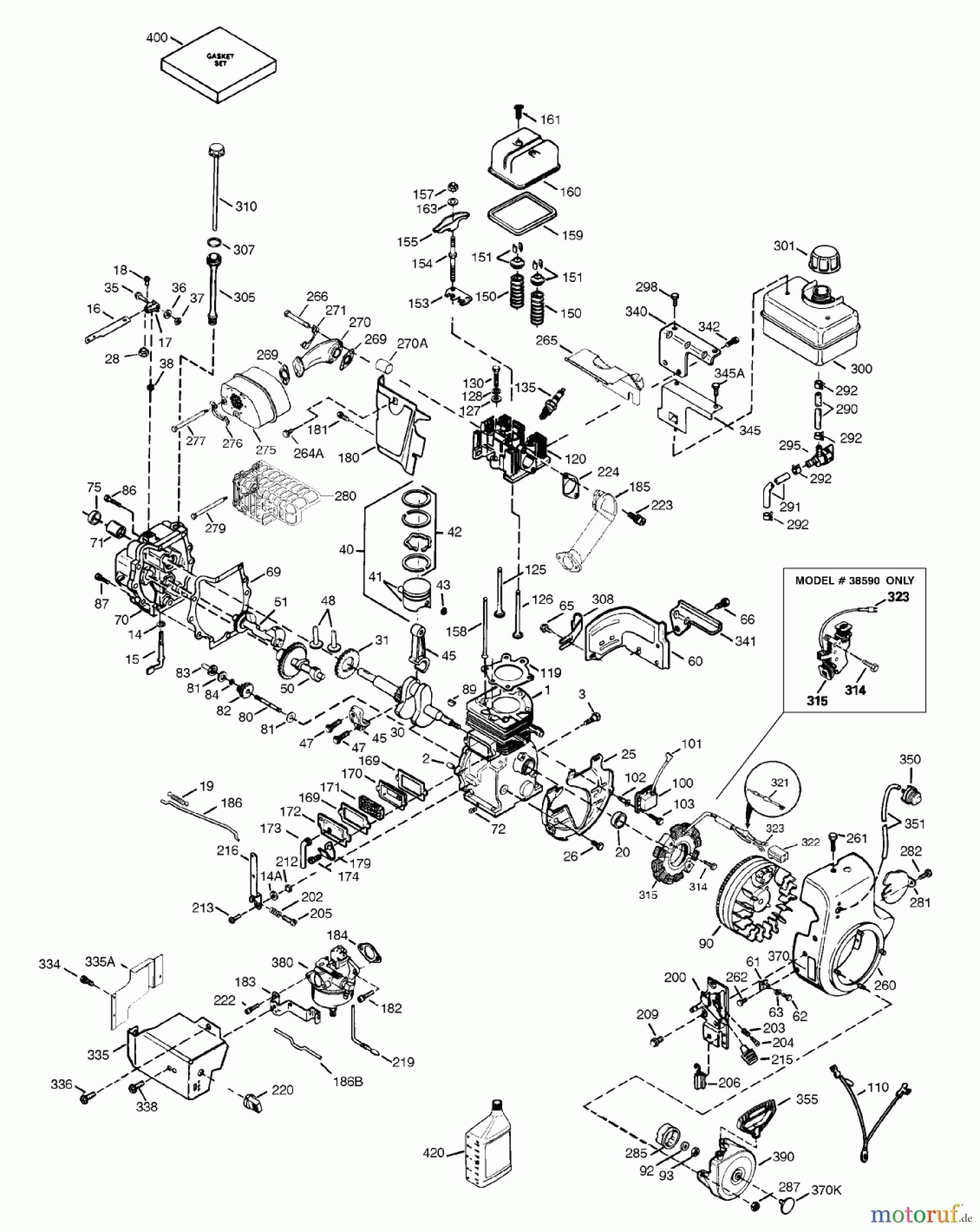  Toro Neu Snow Blowers/Snow Throwers Seite 1 38591 (1232) - Toro 1232 Power Shift Snowthrower, 1998 (8900001-8999999) ENGINE ASSEMBLIES OHSK 120-223604A AND OHSK 120-223605A