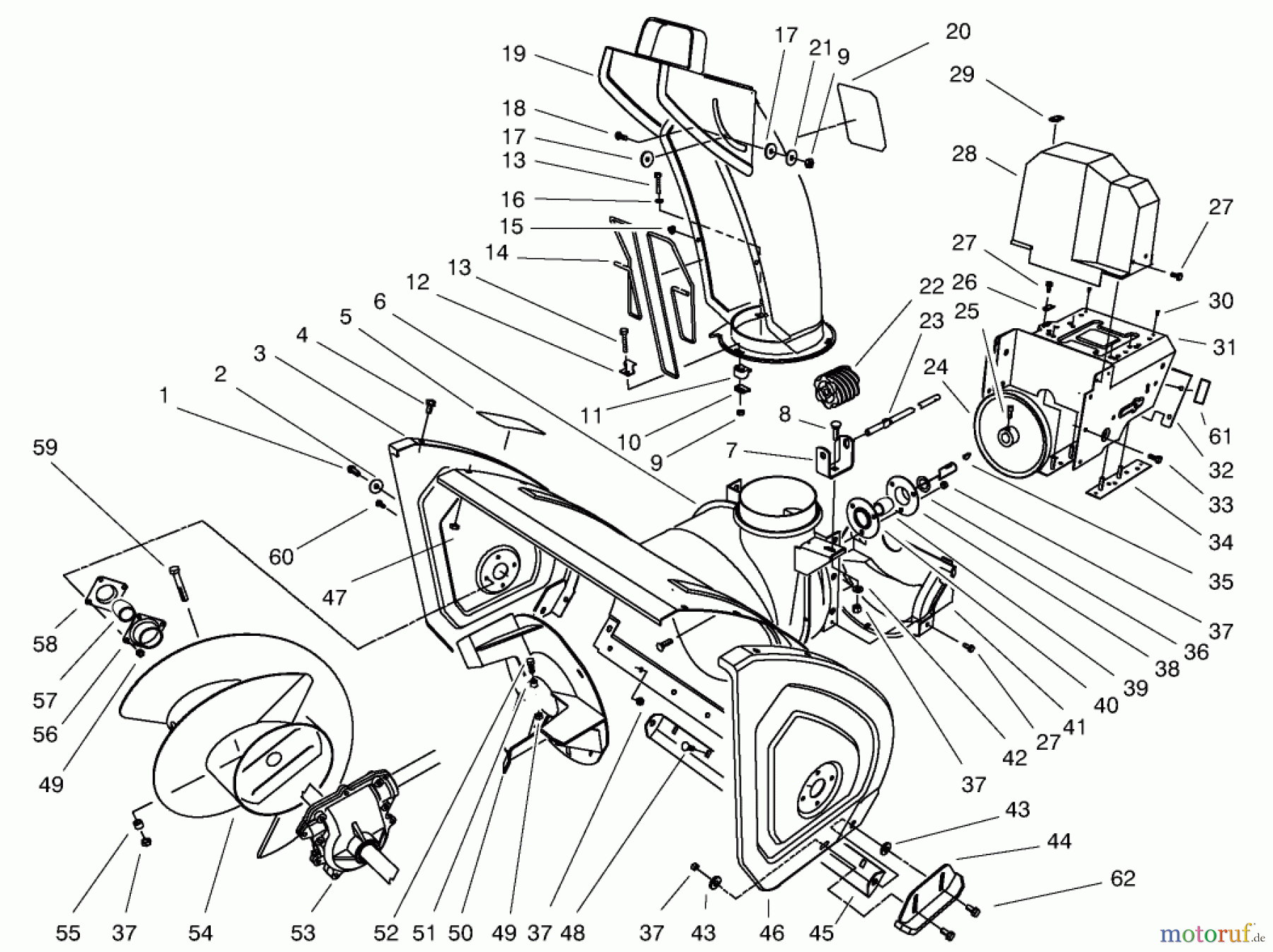 Toro Neu Snow Blowers/Snow Throwers Seite 1 38591 (1232) - Toro 1232 Power Shift Snowthrower, 1998 (8900001-8999999) HOUSING ASSEMBLY
