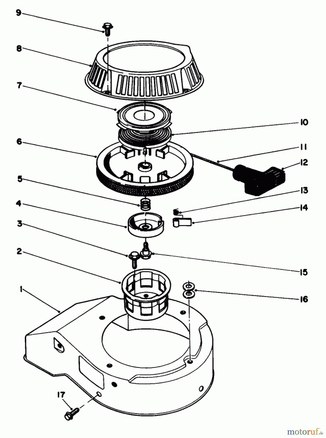 Toro Neu Engines 59260 - Toro Replacement Engine, 2-Cycle, 1986 (6000001-6999999) RECOIL STARTER ASSEMBLY