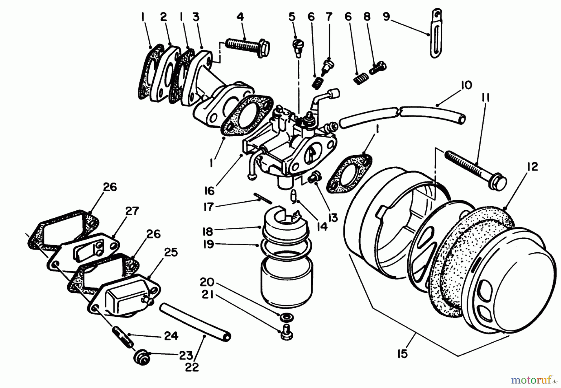  Toro Neu Engines 59265 - Toro Replacement Engine, 4-Cycle, 1984 (4000001-4999999) CARBURETOR ASSEMBLY
