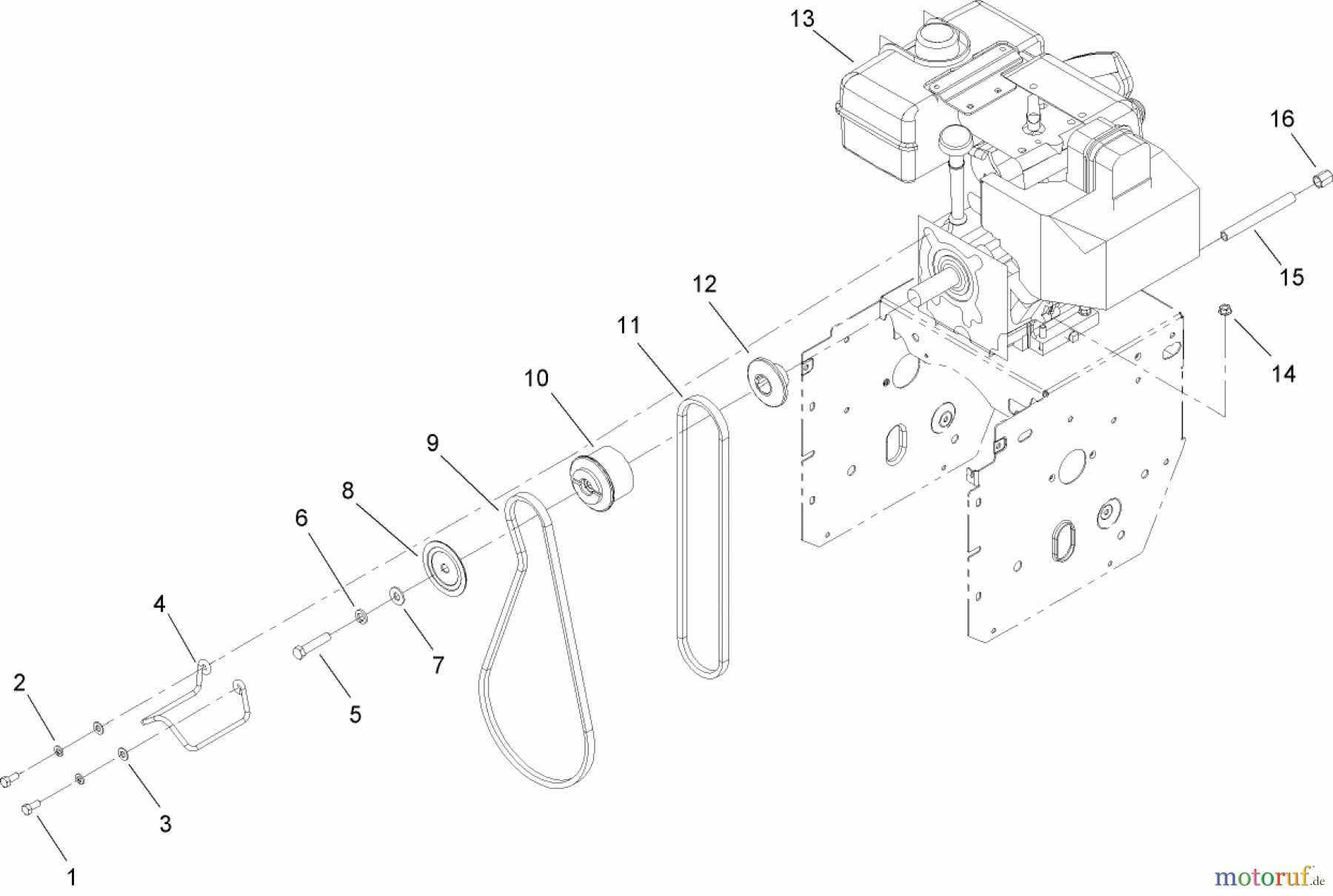 Toro Neu Snow Blowers/Snow Throwers Seite 1 38595 (6000) - Toro Power Max 6000 Snowthrower, 2006 (260000001-260999999) ENGINE AND BELT ASSEMBLY