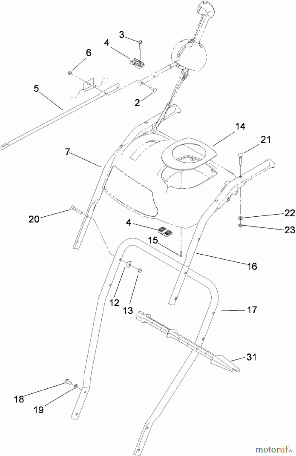 Toro Neu Snow Blowers/Snow Throwers Seite 1 38597 (826 O) - Toro Power Max 826 O Snowthrower, 2011 (311000001-311999999) HANDLE ASSEMBLY