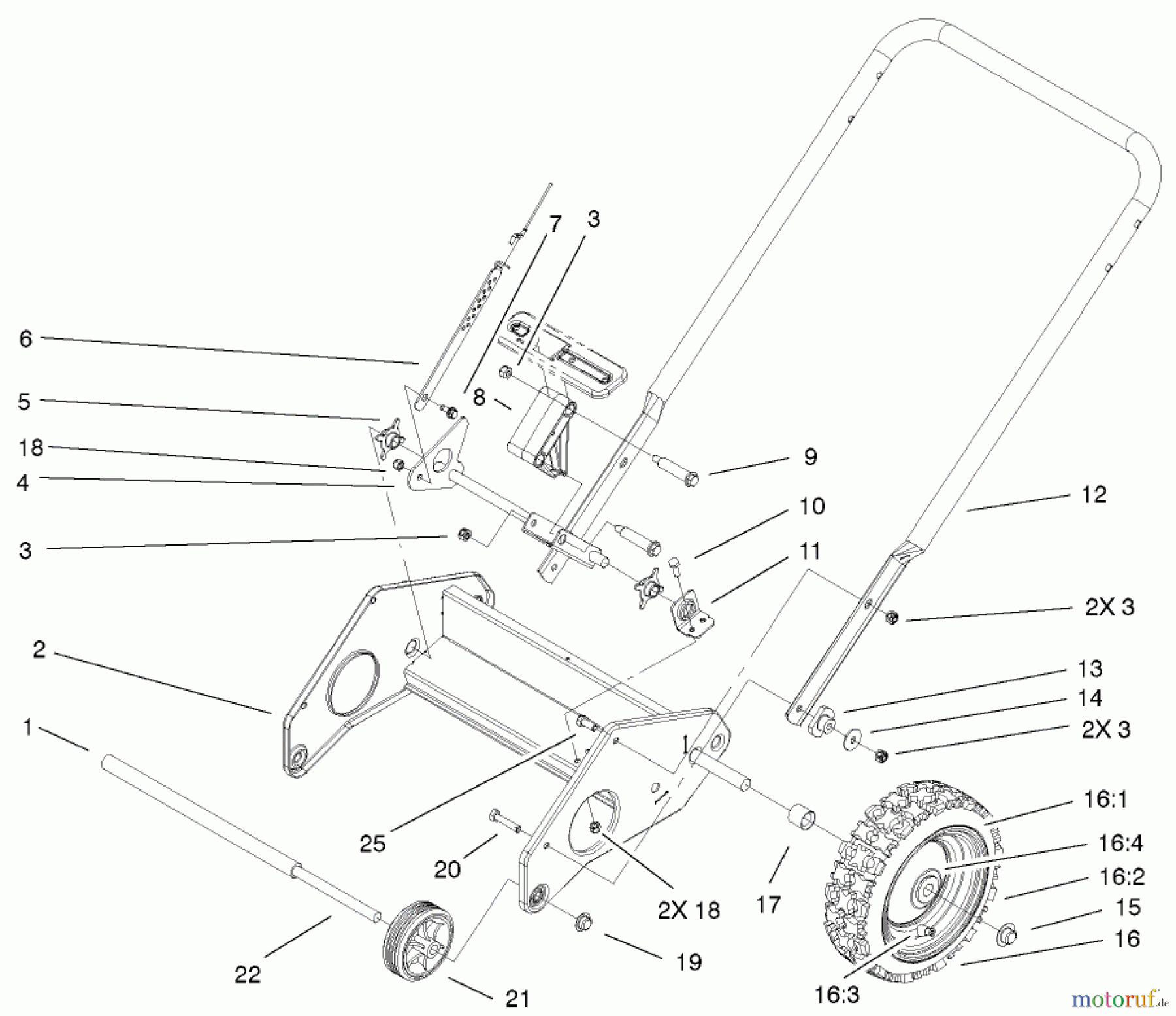 Toro Neu Snow Blowers/Snow Throwers Seite 1 38600 - Toro Snow Commander Snowthrower, 2001 (210000001-210999999) LOWER HANDLE ASSEMBLY