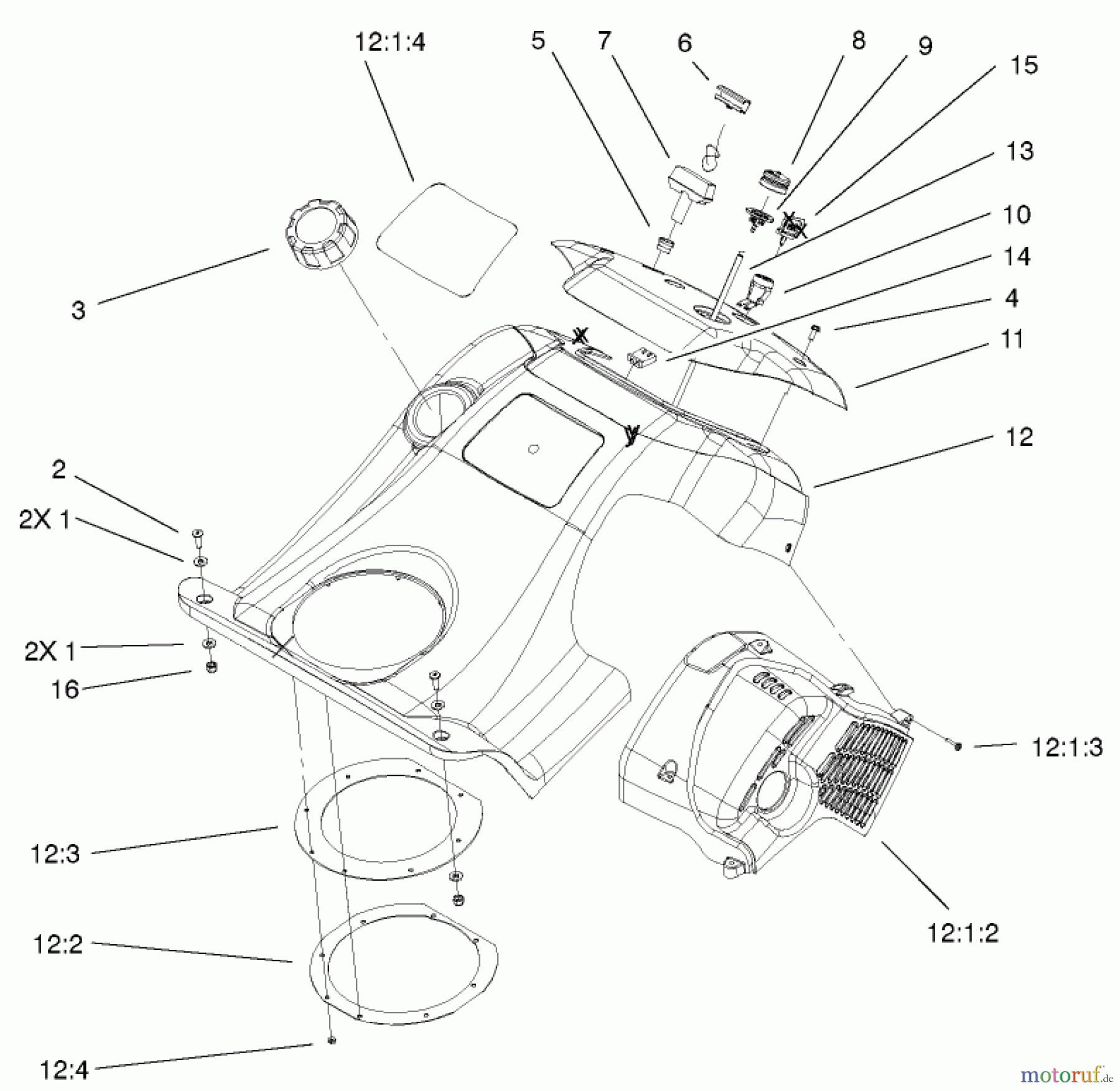  Toro Neu Snow Blowers/Snow Throwers Seite 1 38600 - Toro Snow Commander Snowthrower, 2001 (210000001-210999999) UPPER SHROUD AND CONTROL PANEL ASSEMBLY