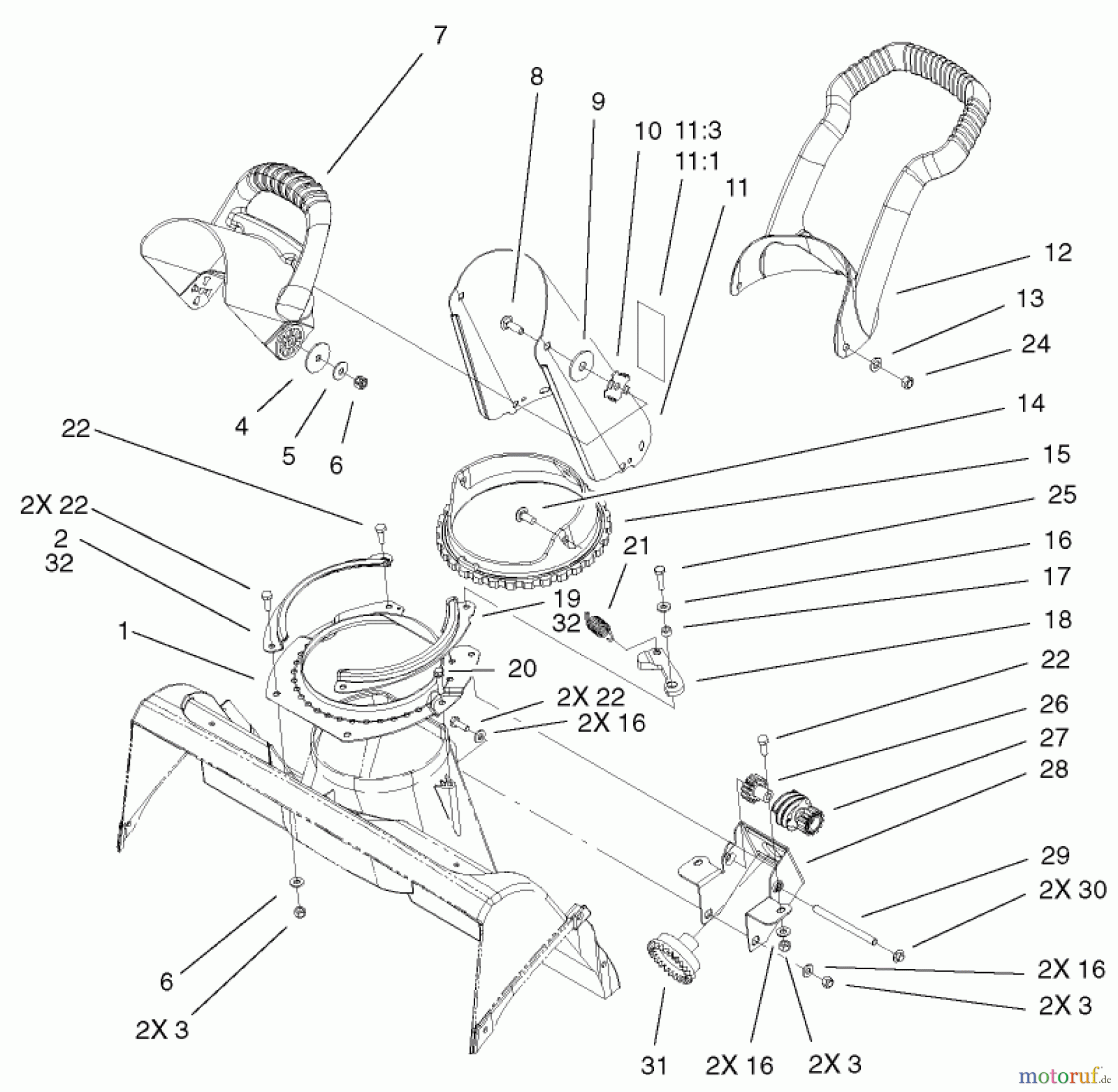 Toro Neu Snow Blowers/Snow Throwers Seite 1 38600 - Toro Snow Commander Snowthrower, 2003 (230000001-230999999) CHUTE ASSEMBLY