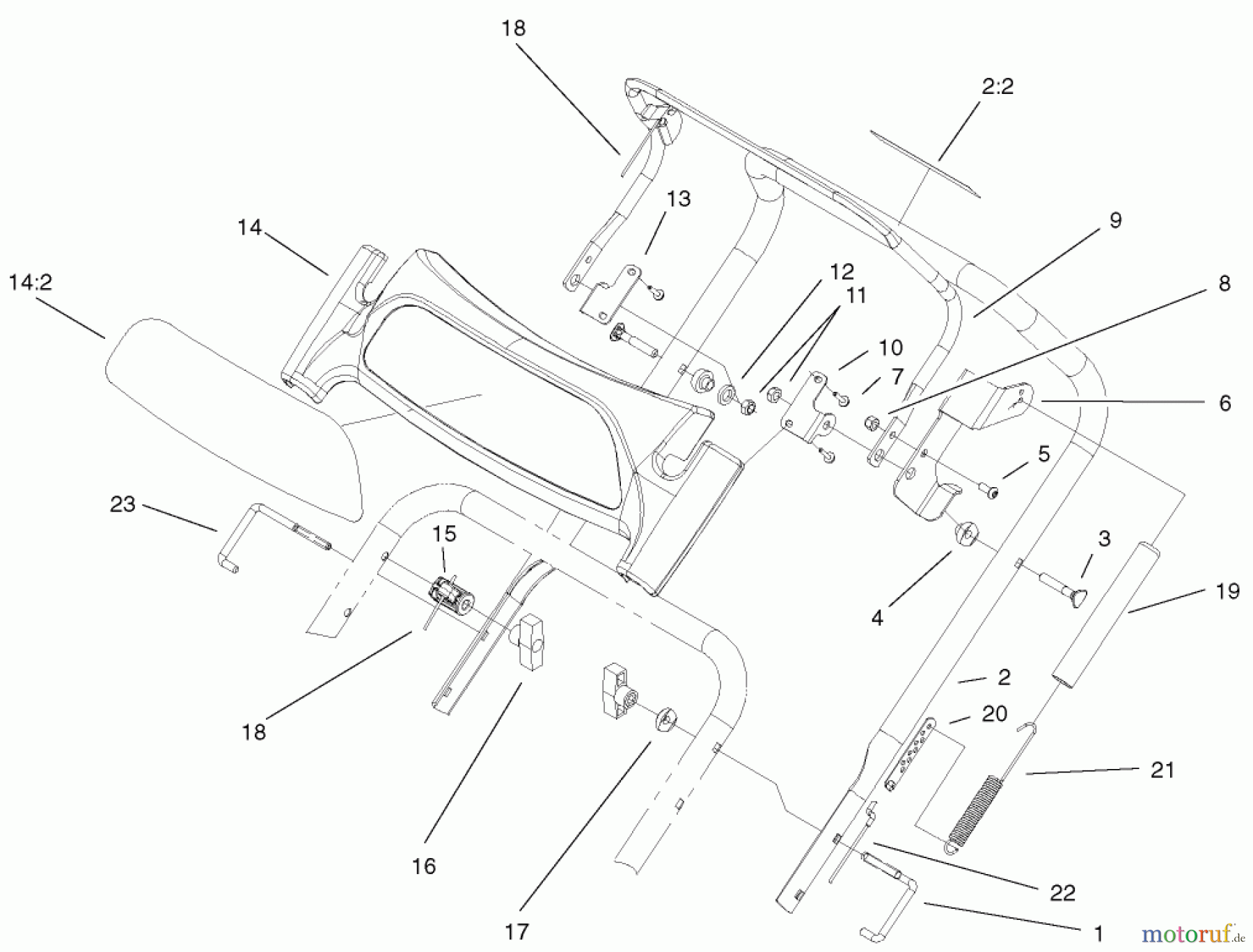 Toro Neu Snow Blowers/Snow Throwers Seite 1 38601 - Toro Snow Commander Snowthrower, 2003 (230000001-230999999) UPPER HANDLE ASSEMBLY