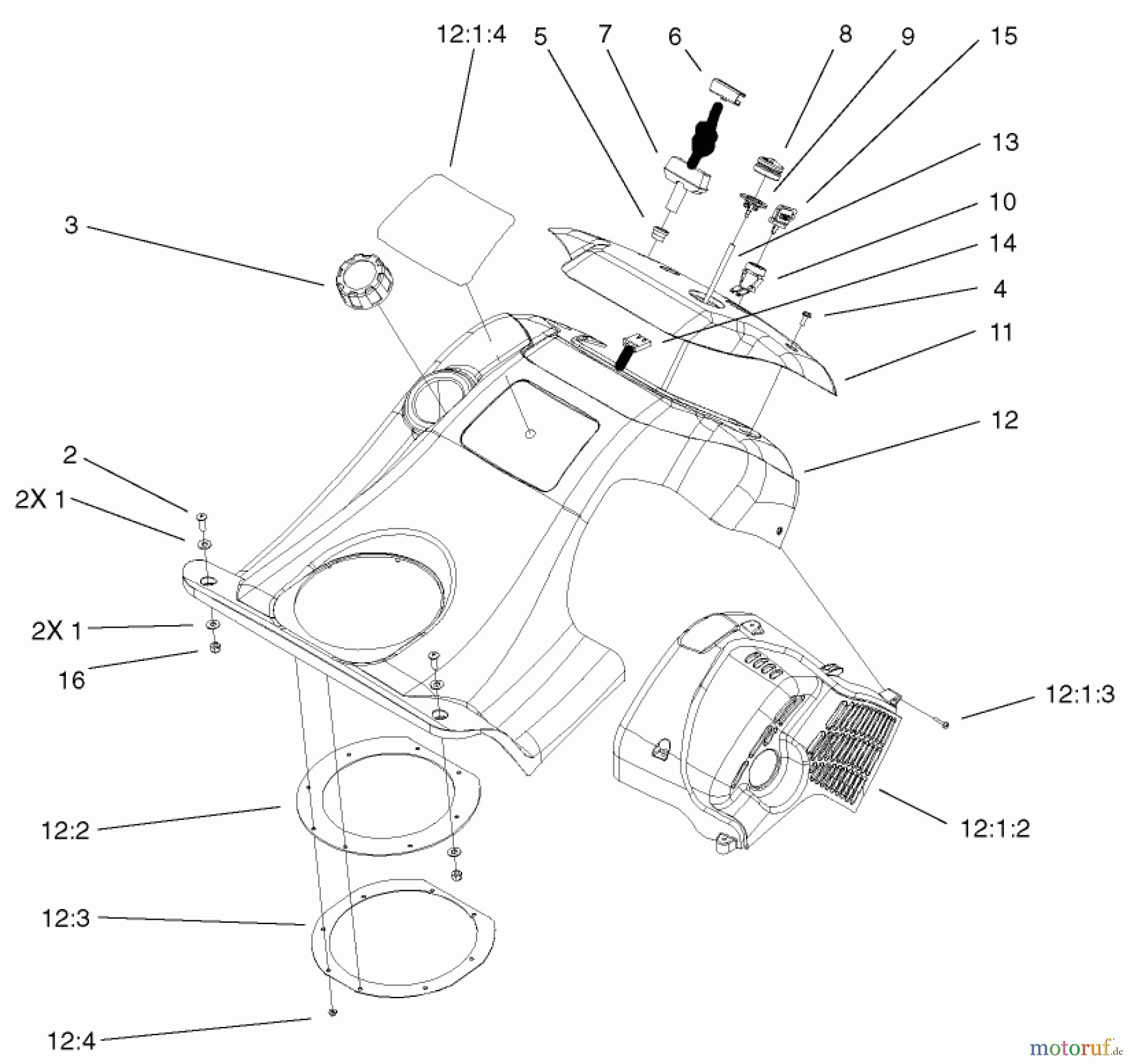 Toro Neu Snow Blowers/Snow Throwers Seite 1 38601 - Toro Snow Commander Snowthrower, 2003 (230000001-230999999) UPPER SHROUD AND CONTROL PANEL ASSEMBLY