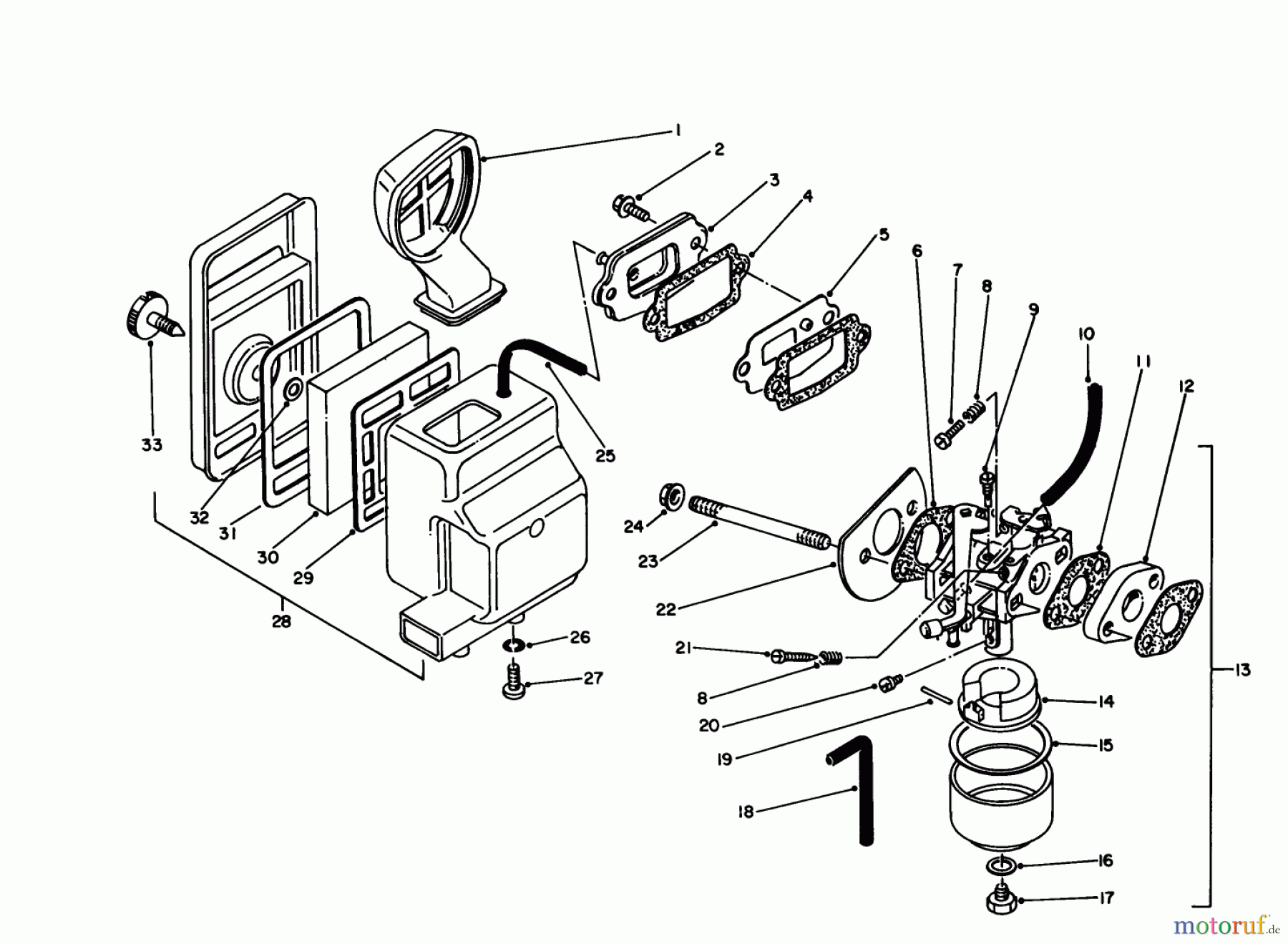 Toro Neu Generators 62005 (T500) - Toro Generator, T500, 1983 (3000001-3999999) AIR CLEANER & CARBURETOR ASSEMBLY