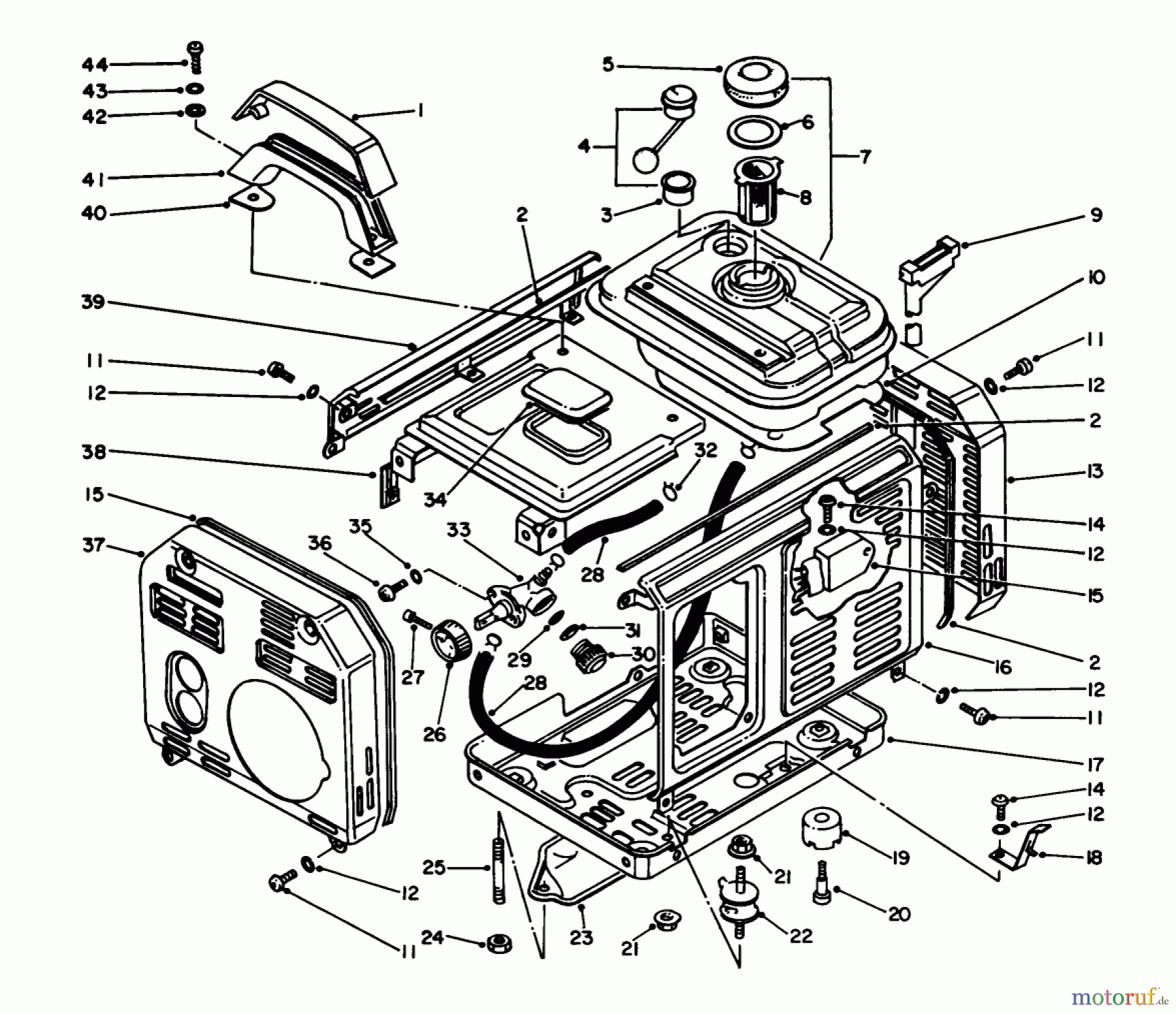Toro Neu Generators 62005 (T500) - Toro Generator, T500, 1983 (3000001-3999999) FUEL TANK & COVER ASSEMBLY
