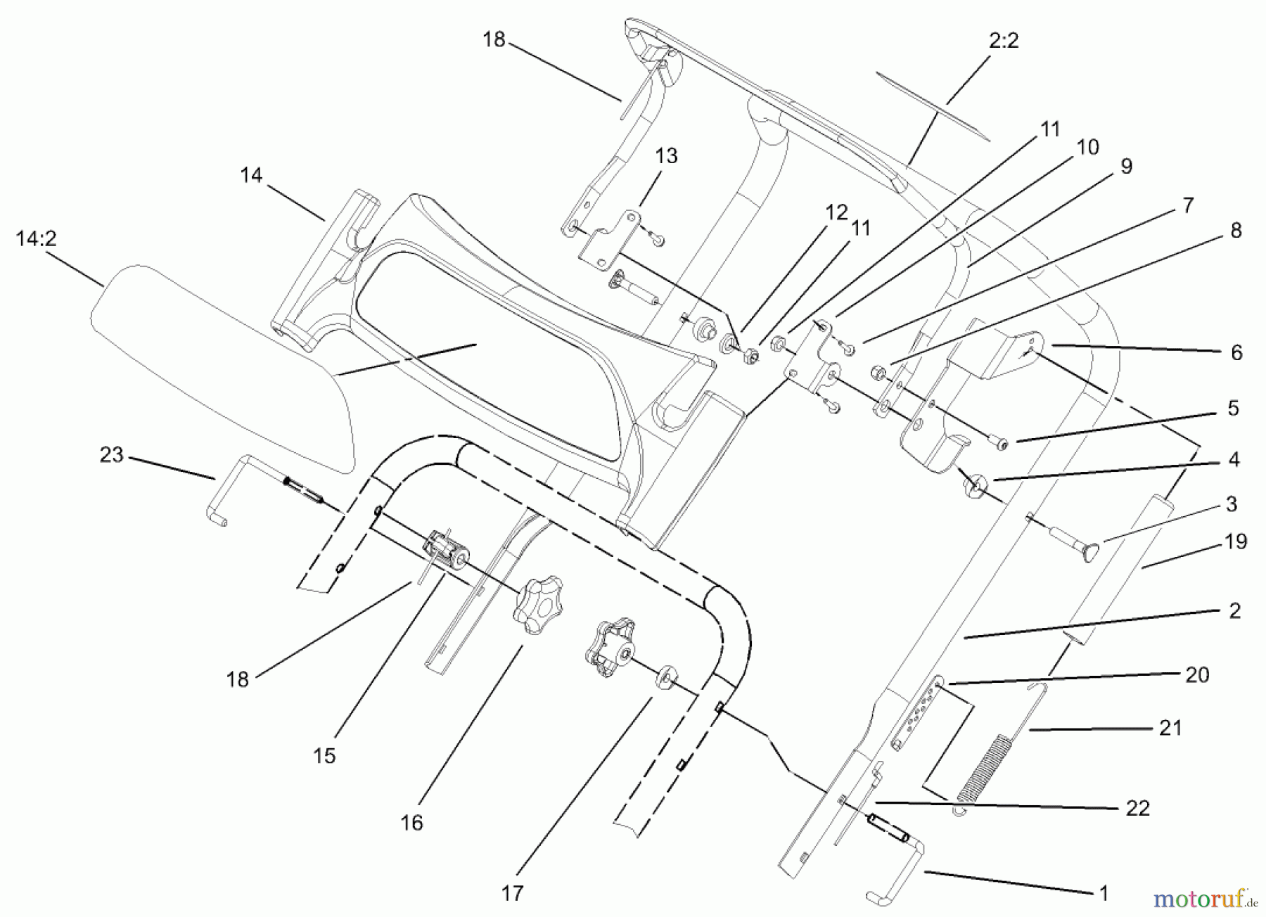 Toro Neu Snow Blowers/Snow Throwers Seite 1 38602 - Toro Snow Commander Snowthrower, 2004 (240000001-240999999) UPPER HANDLE ASSEMBLY