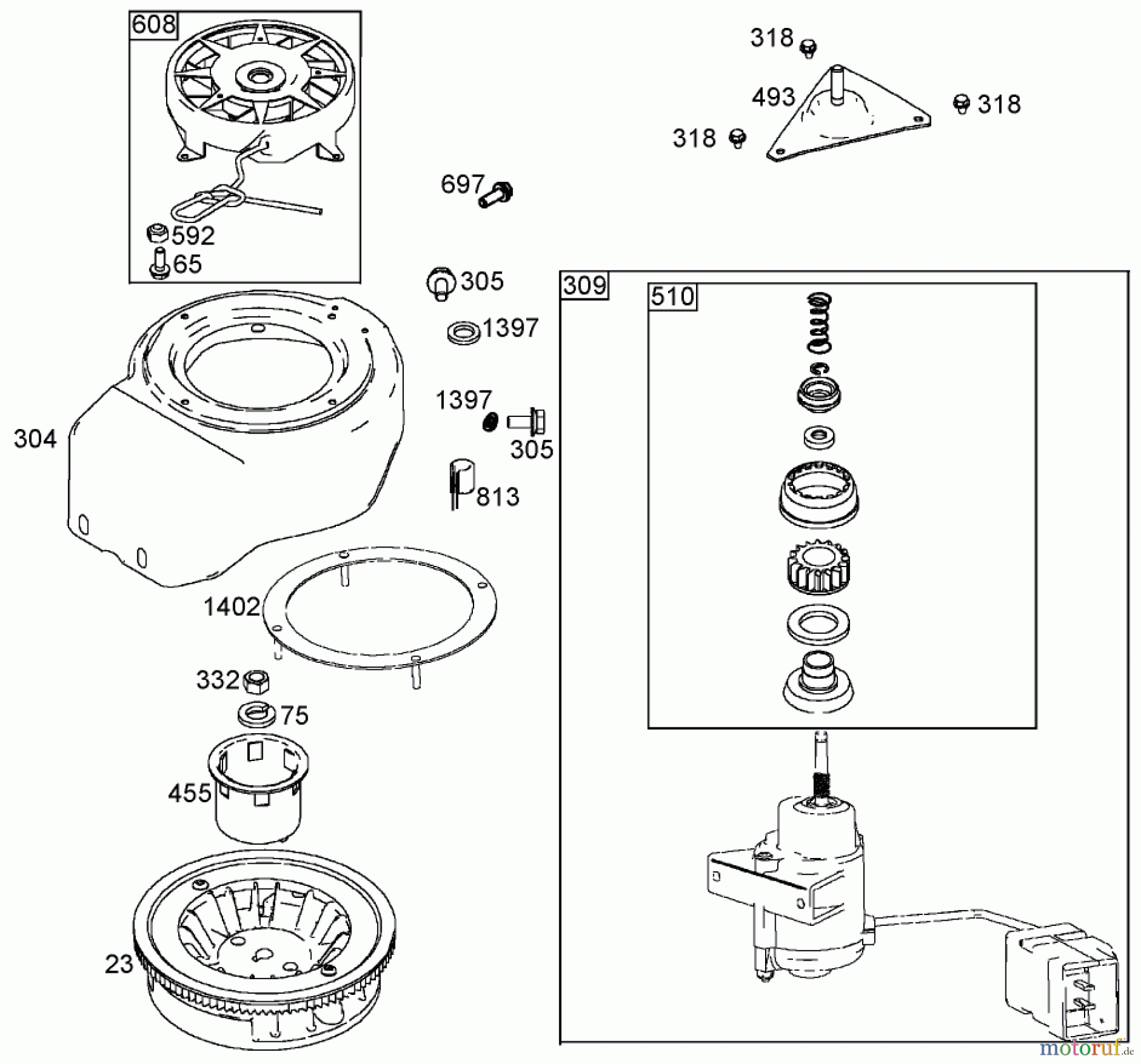 Toro Neu Snow Blowers/Snow Throwers Seite 2 38603 - Toro Snow Commander Snowthrower, 2005 (250000001-250999999) FLYWHEEL, BLOWER HOUSING, AND STARTER ASSEMBLIES BRIGGS AND STRATTON 084333-0199-E1