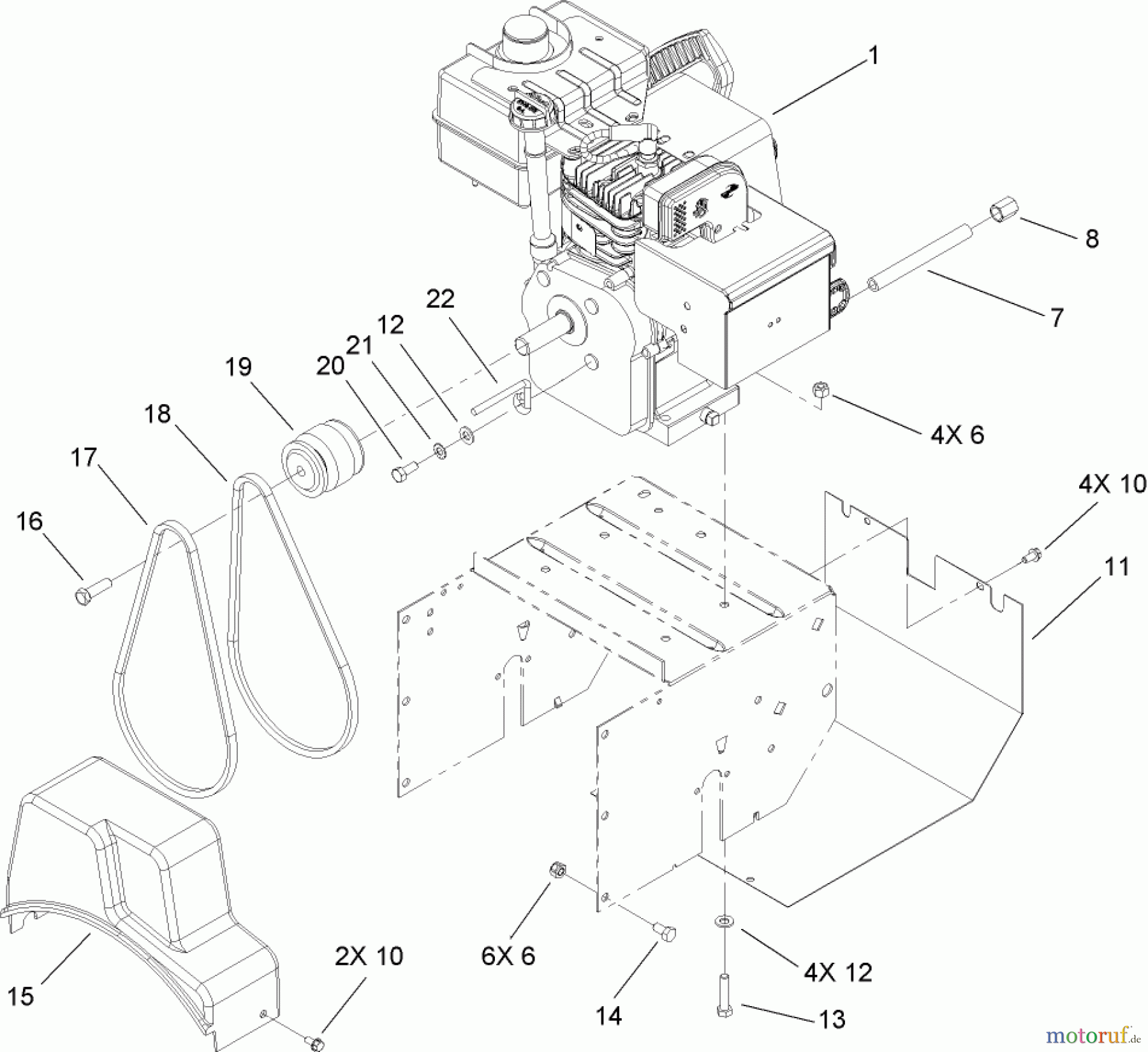 Toro Neu Snow Blowers/Snow Throwers Seite 2 38605 (522) - Toro 522 Power Throw Snowthrower, 2007 (270000001-270004504) ENGINE ASSEMBLY