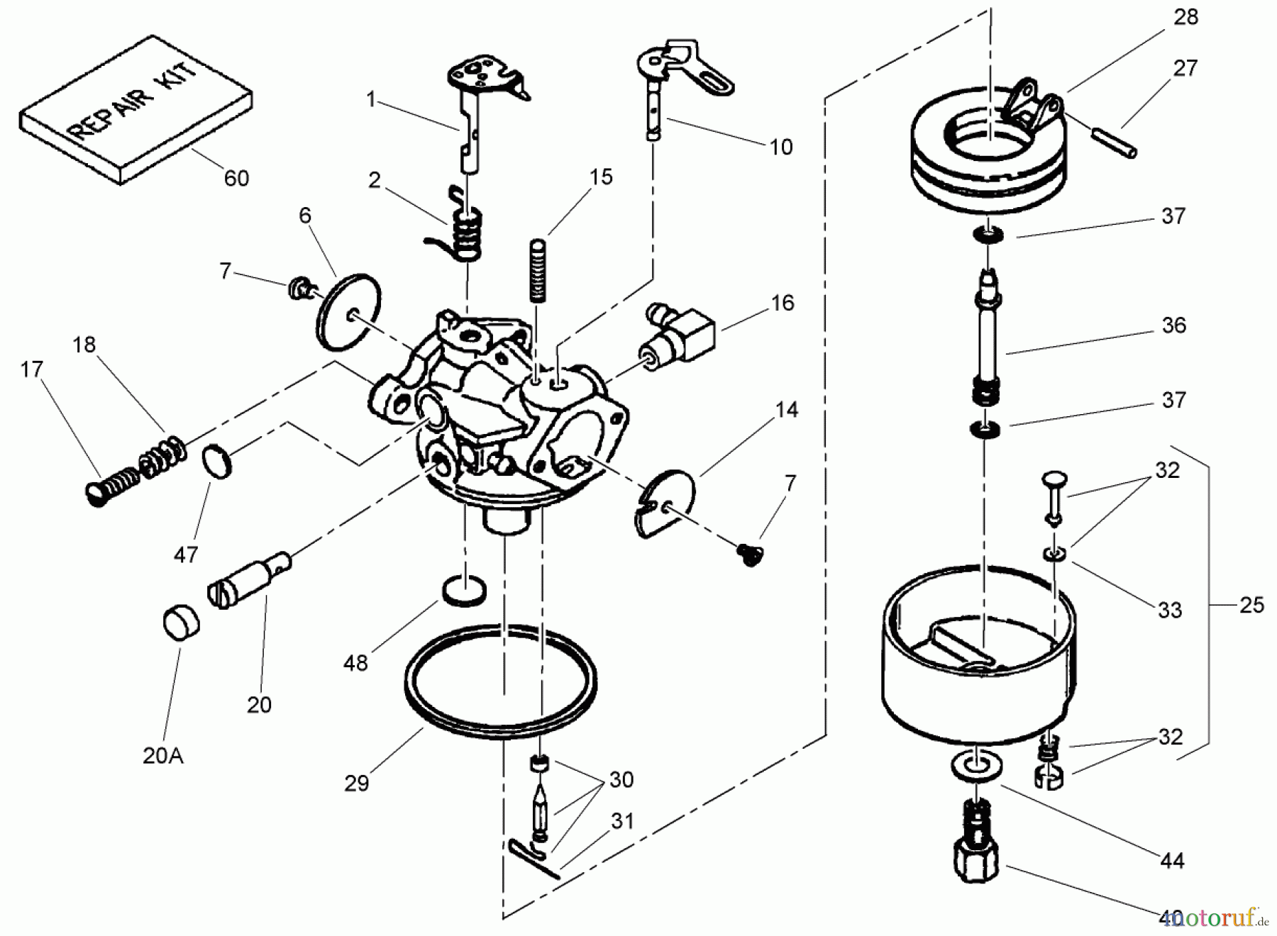Toro Neu Snow Blowers/Snow Throwers Seite 2 38605 (522) - Toro 522 Power Throw Snowthrower, 2007 (270004505-270999999) CARBURETOR ASSEMBLY NO. 640084B TECUMSEH LH195SA - 67435V