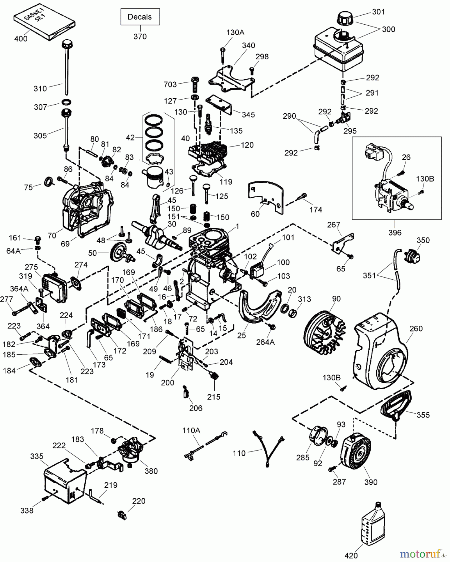 Toro Neu Snow Blowers/Snow Throwers Seite 2 38605 (522) - Toro 522 Power Throw Snowthrower, 2009 (290000001-290999999) ENGINE ASSEMBLY NO. 1 TECUMSEH LH195SA - 67435V