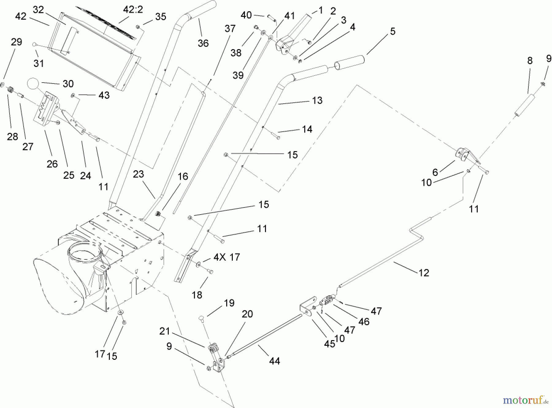  Toro Neu Snow Blowers/Snow Throwers Seite 2 38607 (622E) - Toro 622E Power Throw Snowthrower, 2007 (270000001-270999999) HANDLE AND CONTROL ASSEMBLY